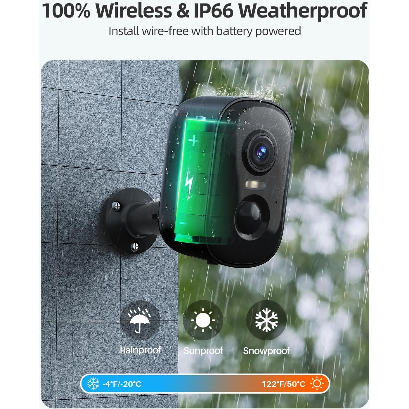 Cámara de Seguridad Inalámbrica Rocktone 2K para Exterior