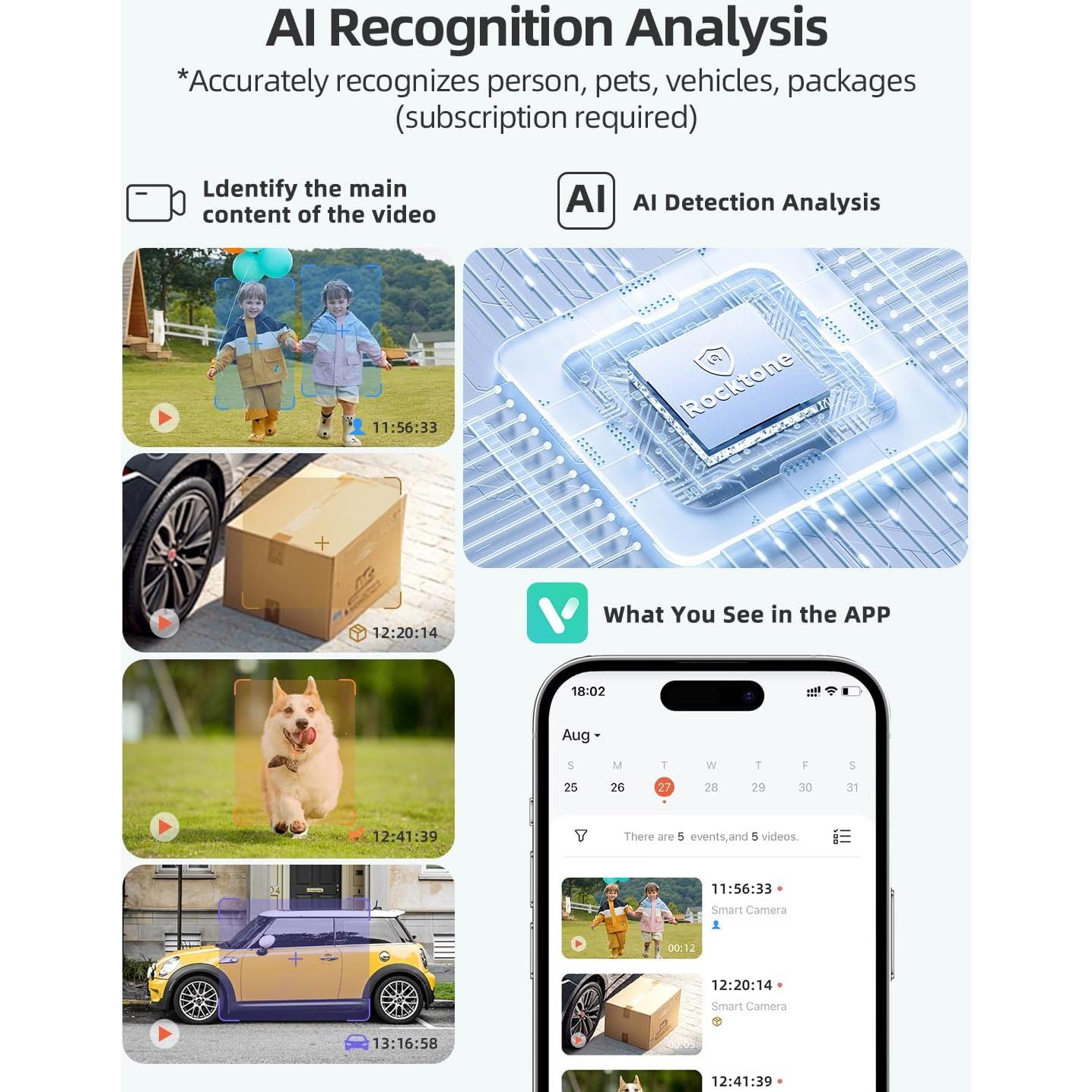 Cámara de Seguridad Inalámbrica Rocktone 2K para Exterior