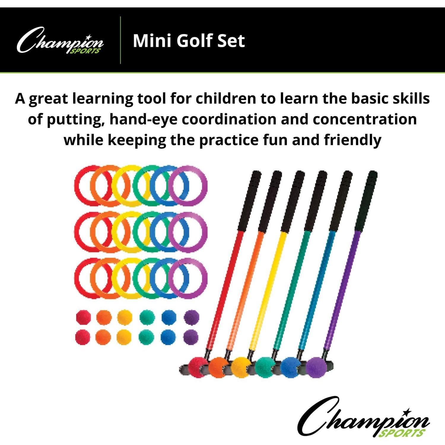 Set de Golf Mini Champion Sports - 6 Putters y 18 Pelotas