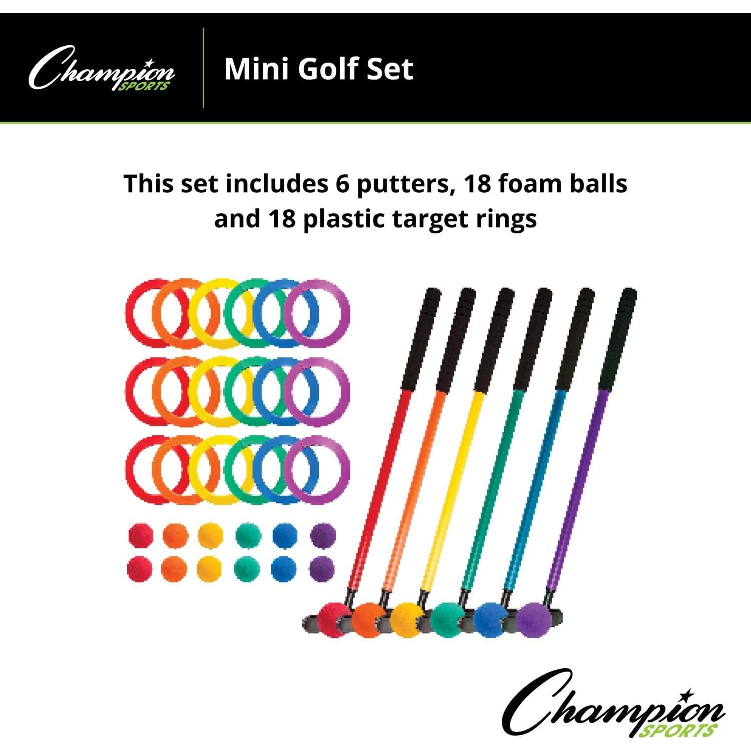 Set de Golf Mini Champion Sports - 6 Putters y 18 Pelotas