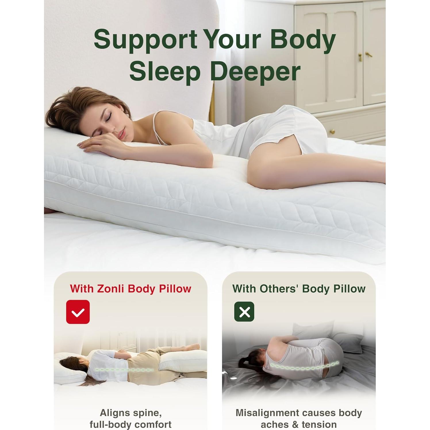 Almohada Corporal ZonLi Espuma con Memoria 50.8x137.2 cm Gris