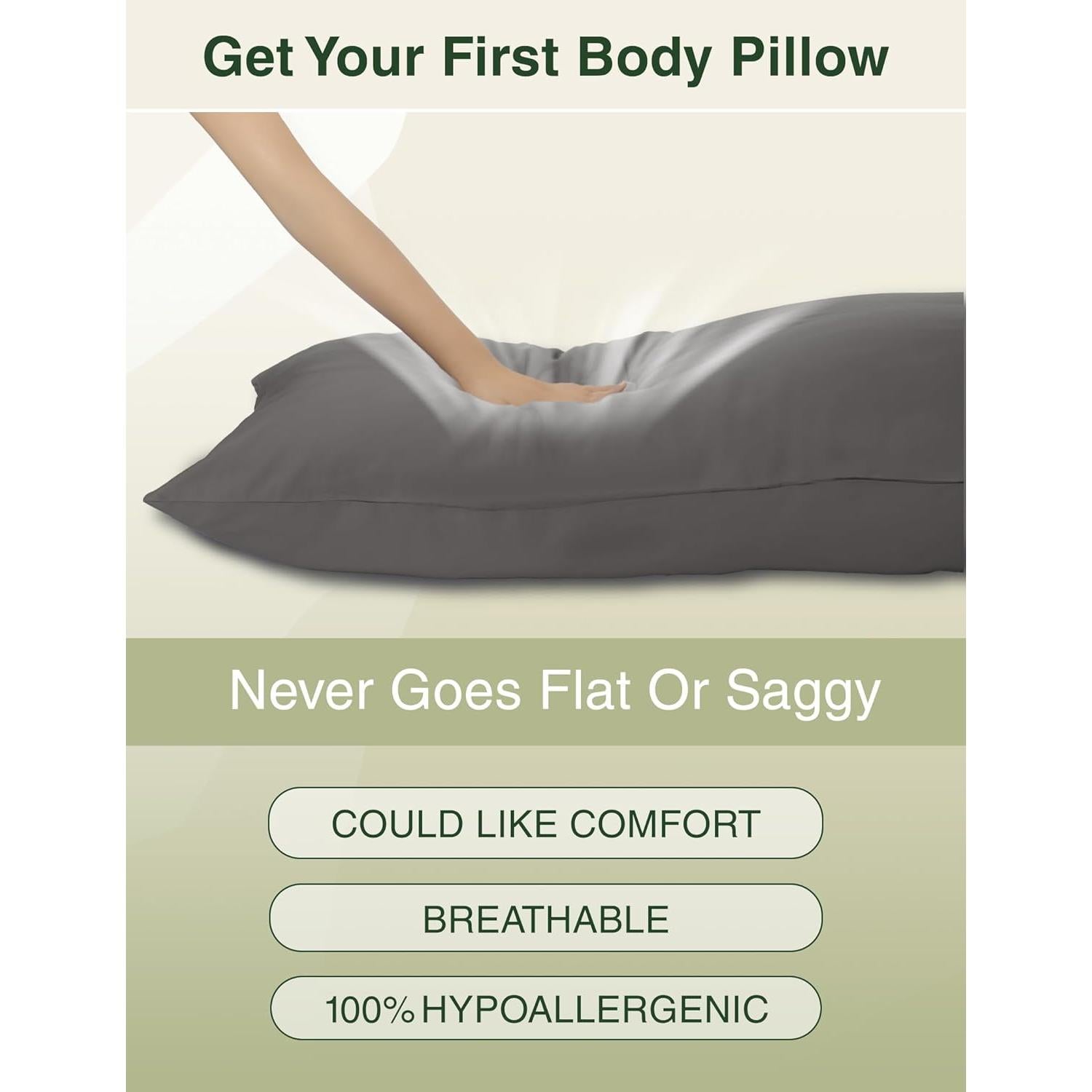 Almohada Corporal ZonLi Espuma con Memoria 50.8x137.2 cm Gris