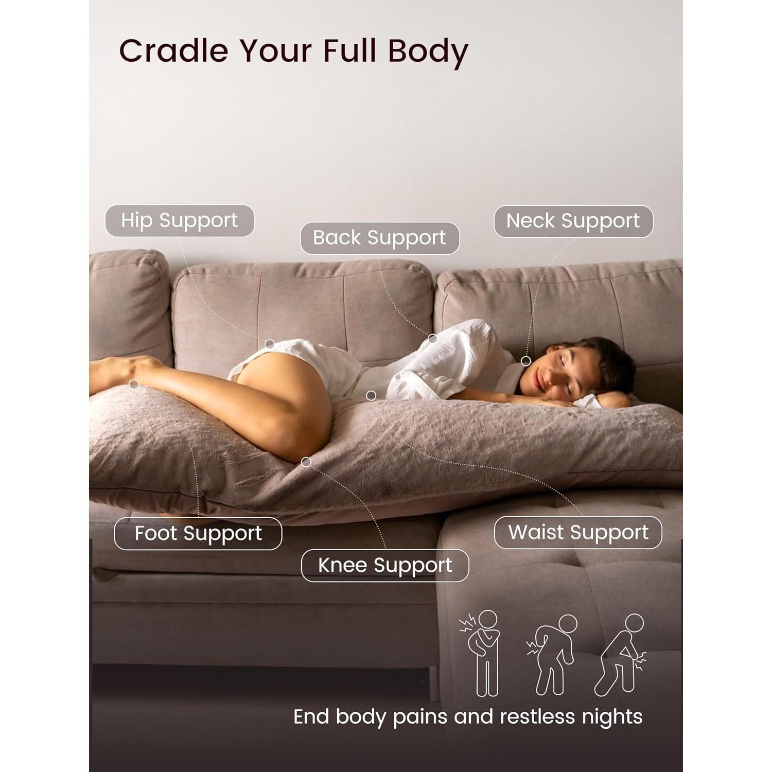 Almohada de Cuerpo Completo ZonLi 50.8x137.2 cm Espuma de Memoria Rosa