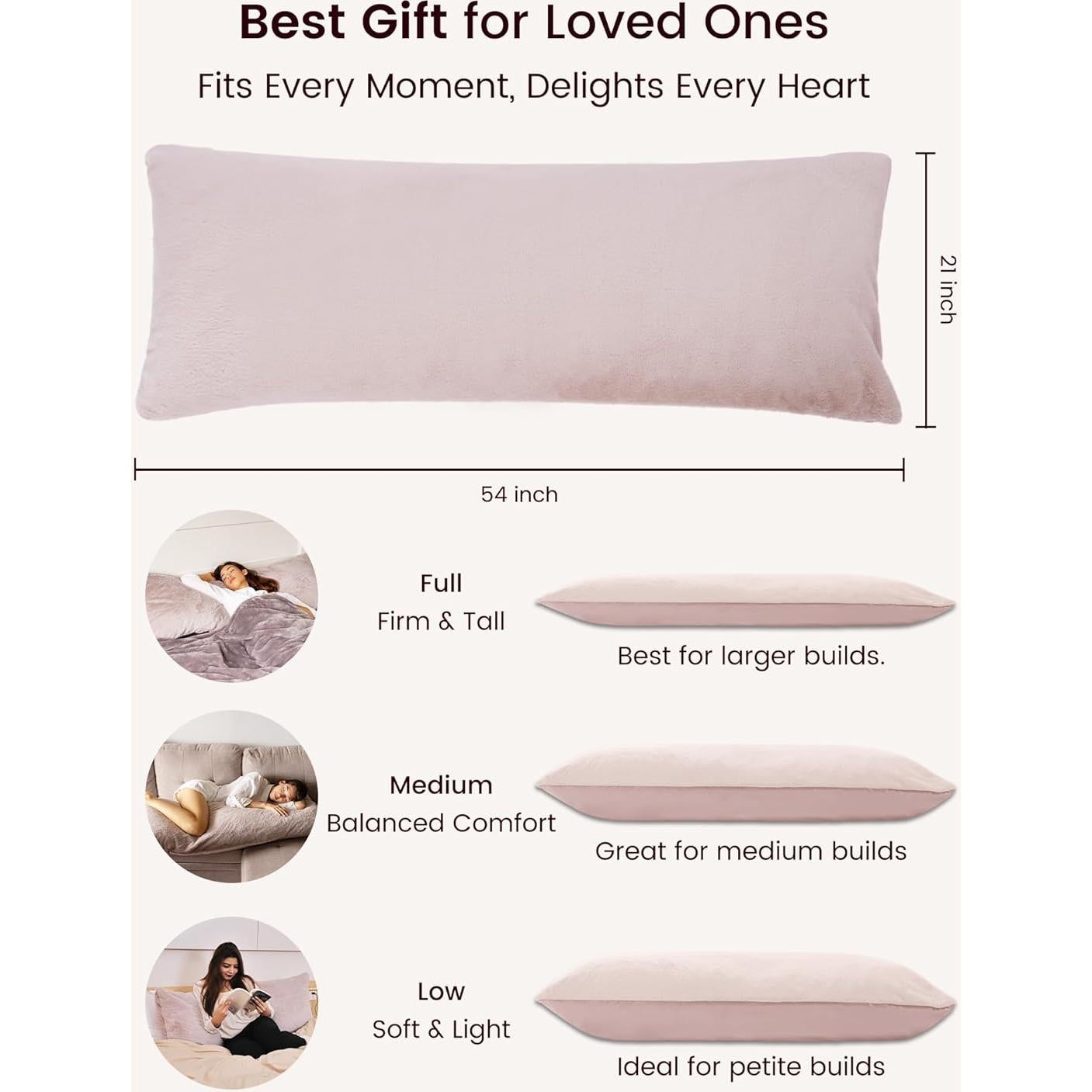 Almohada de Cuerpo Completo ZonLi 50.8x137.2 cm Espuma de Memoria Rosa