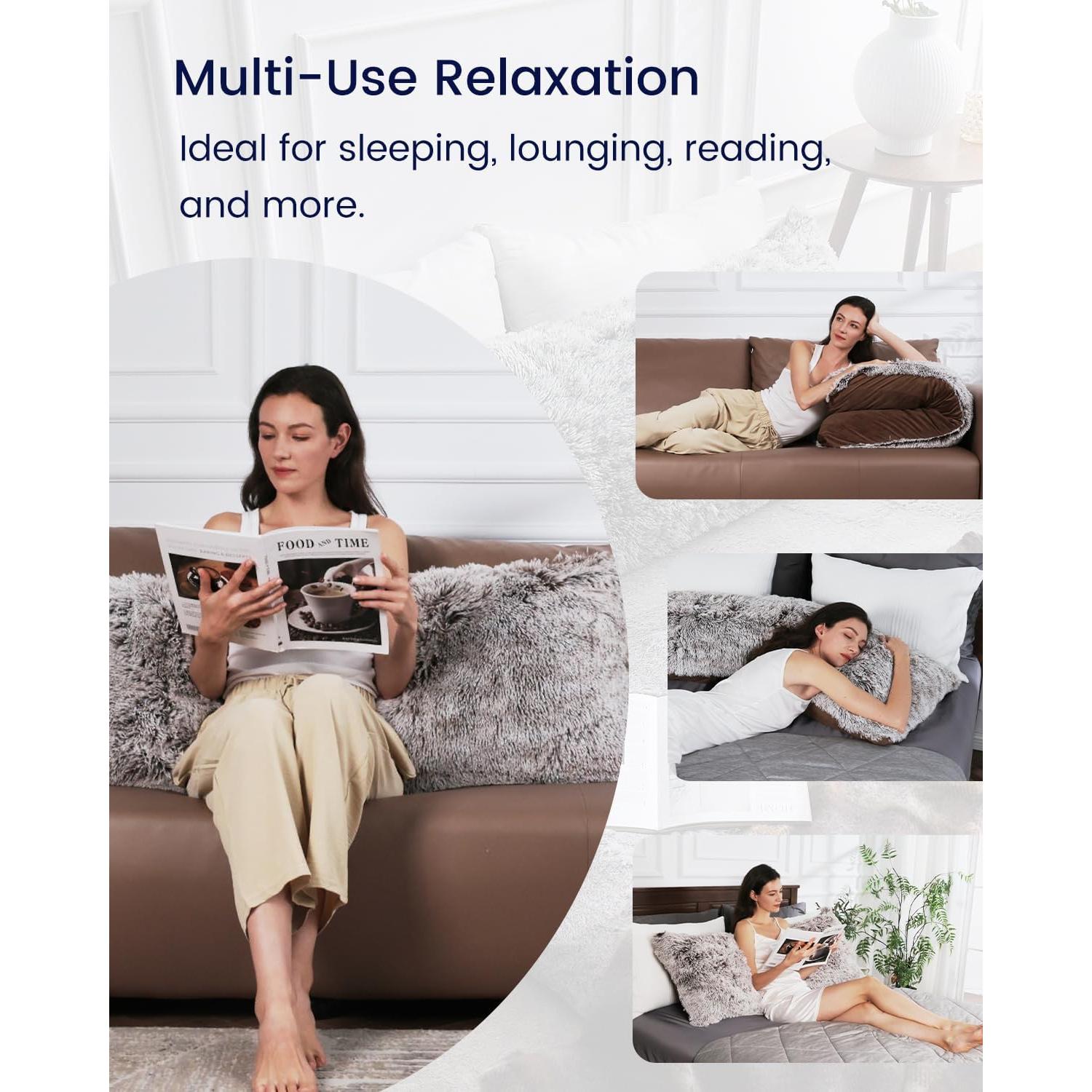 Almohada Corporal ZonLi 137x51 cm Hipoalergénica Café