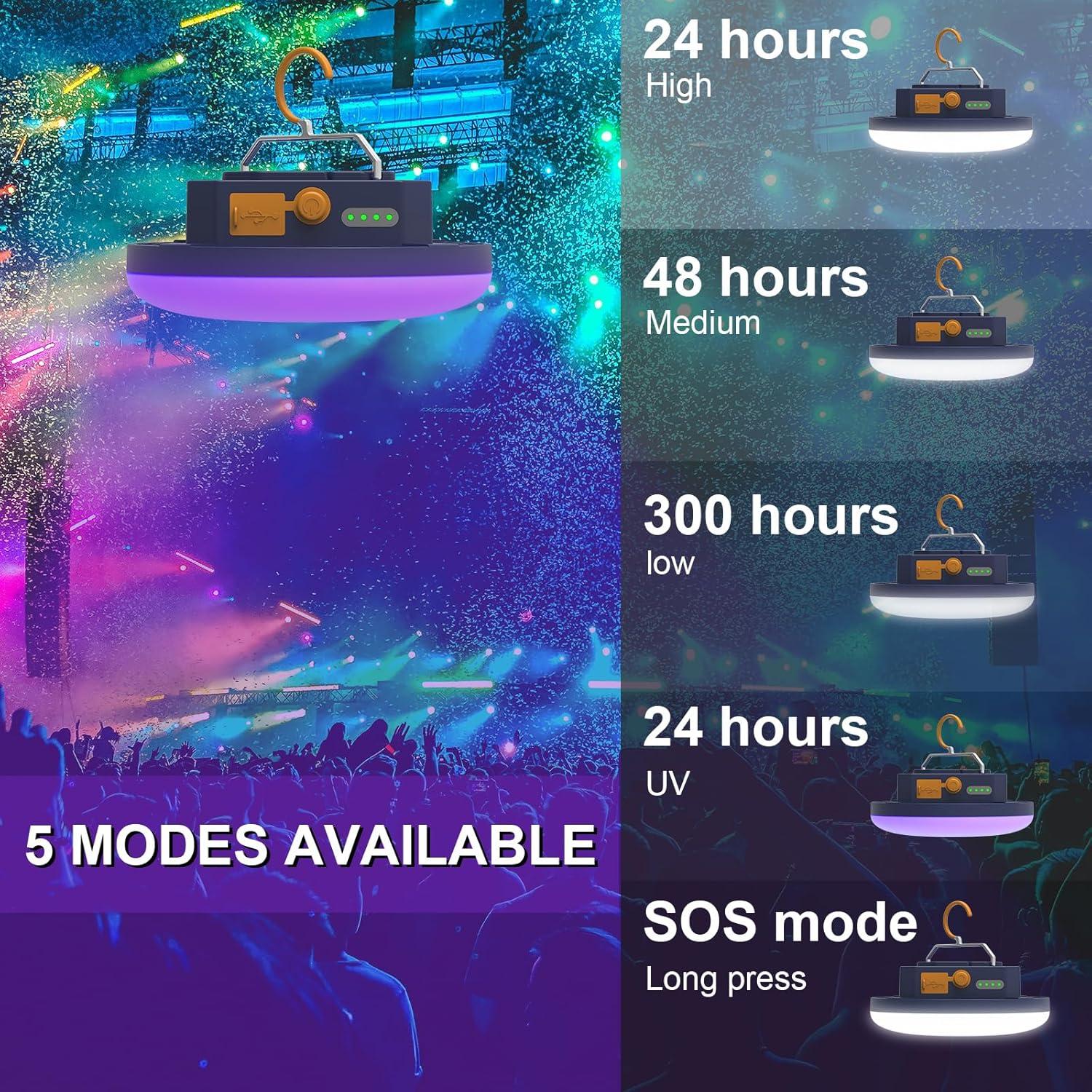 Linterna de Camping Iodoo 96 LED UV 3000 Lúmenes Recargable 10000mAh