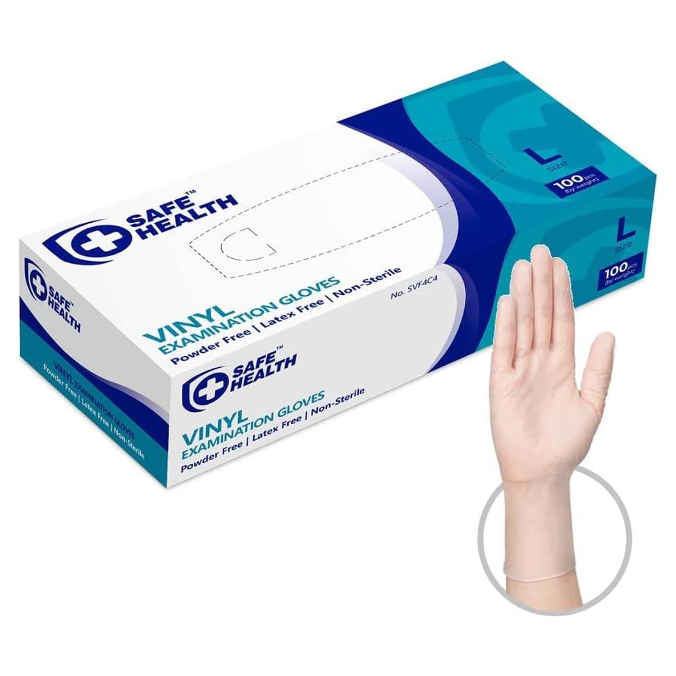 Guantes Desechables de Vinilo SafeHealth, Grado Médico, 100 Pcs