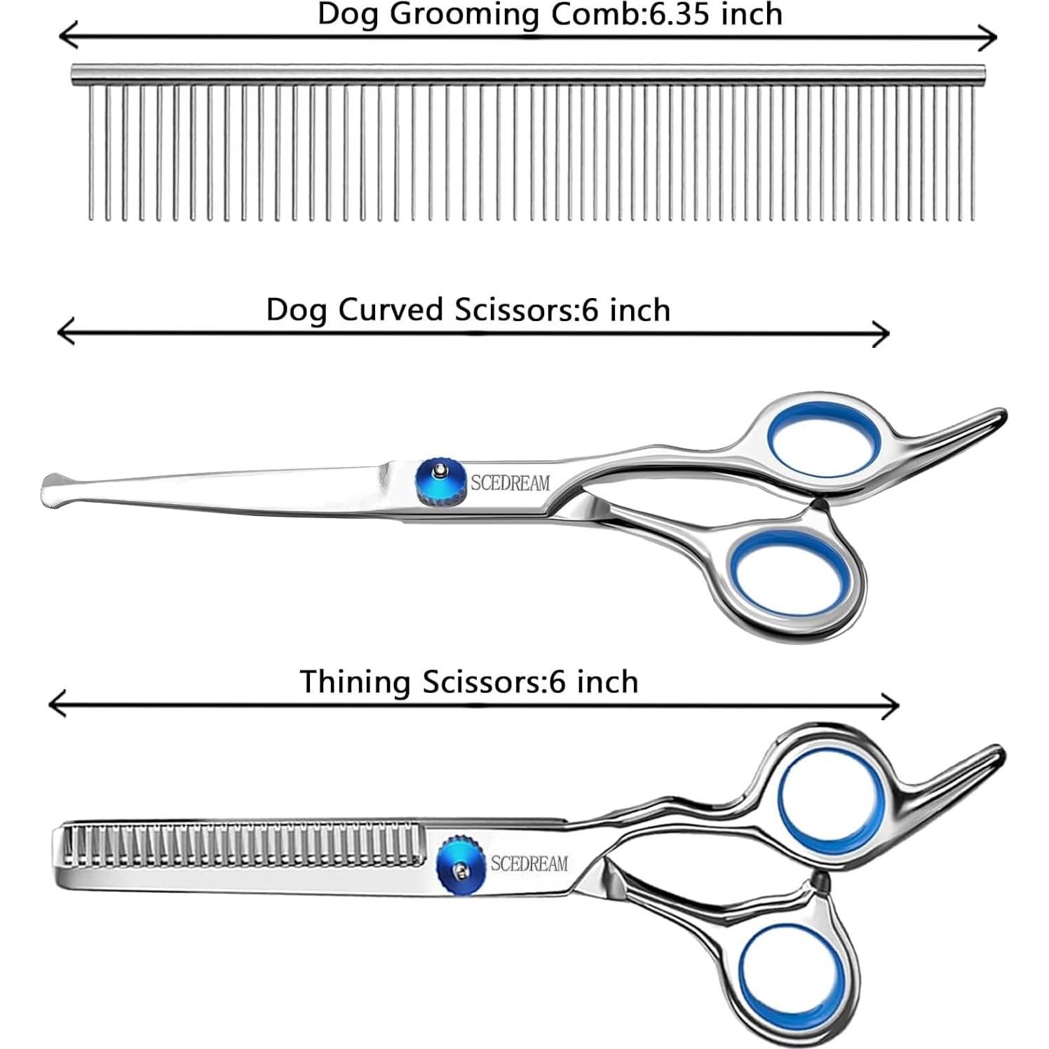 Kit de Tijeras para Perros SCEDREAM 3 en 1 Acero Inoxidable