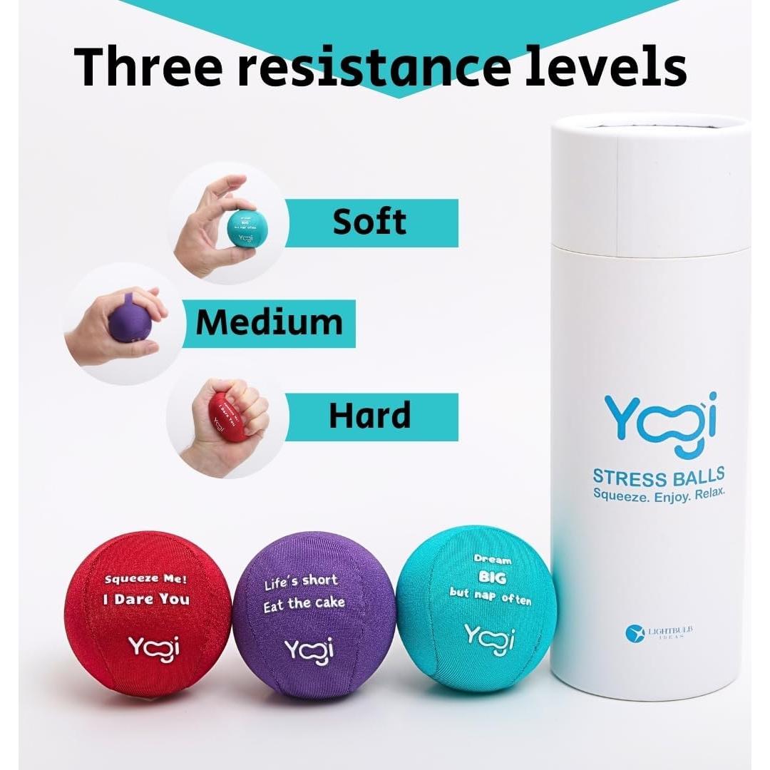 Bolas de Estrés Yogi IDEAS LÁMPARA - 3 Pack Alivio Ansiedad