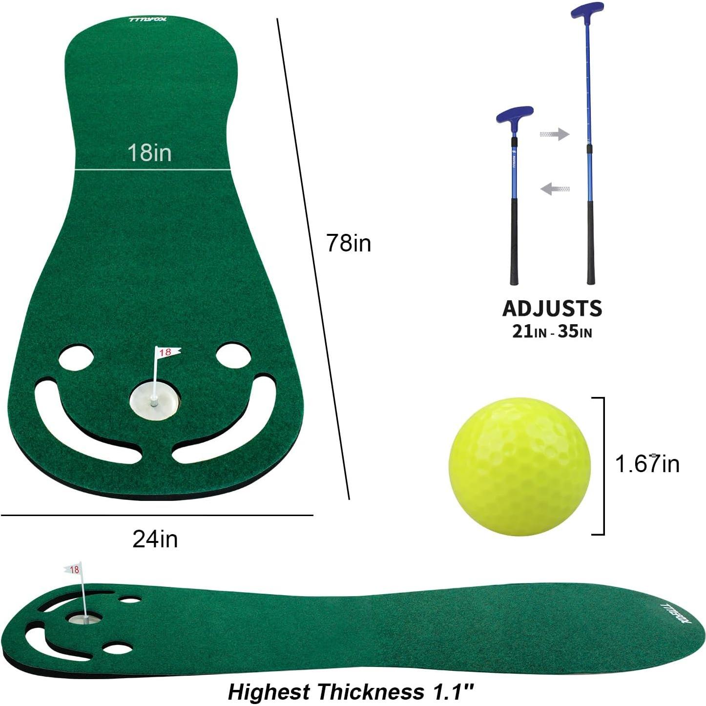 Alfombra de Putting KOFULL 198 cm con Putter y Pelotas
