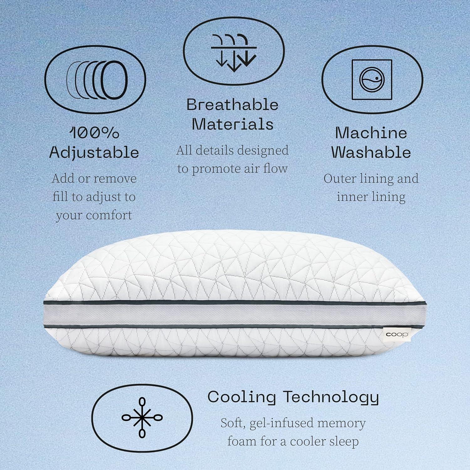 Almohada Coop Home Goods Eden Queen Ajustable Viscoelástica