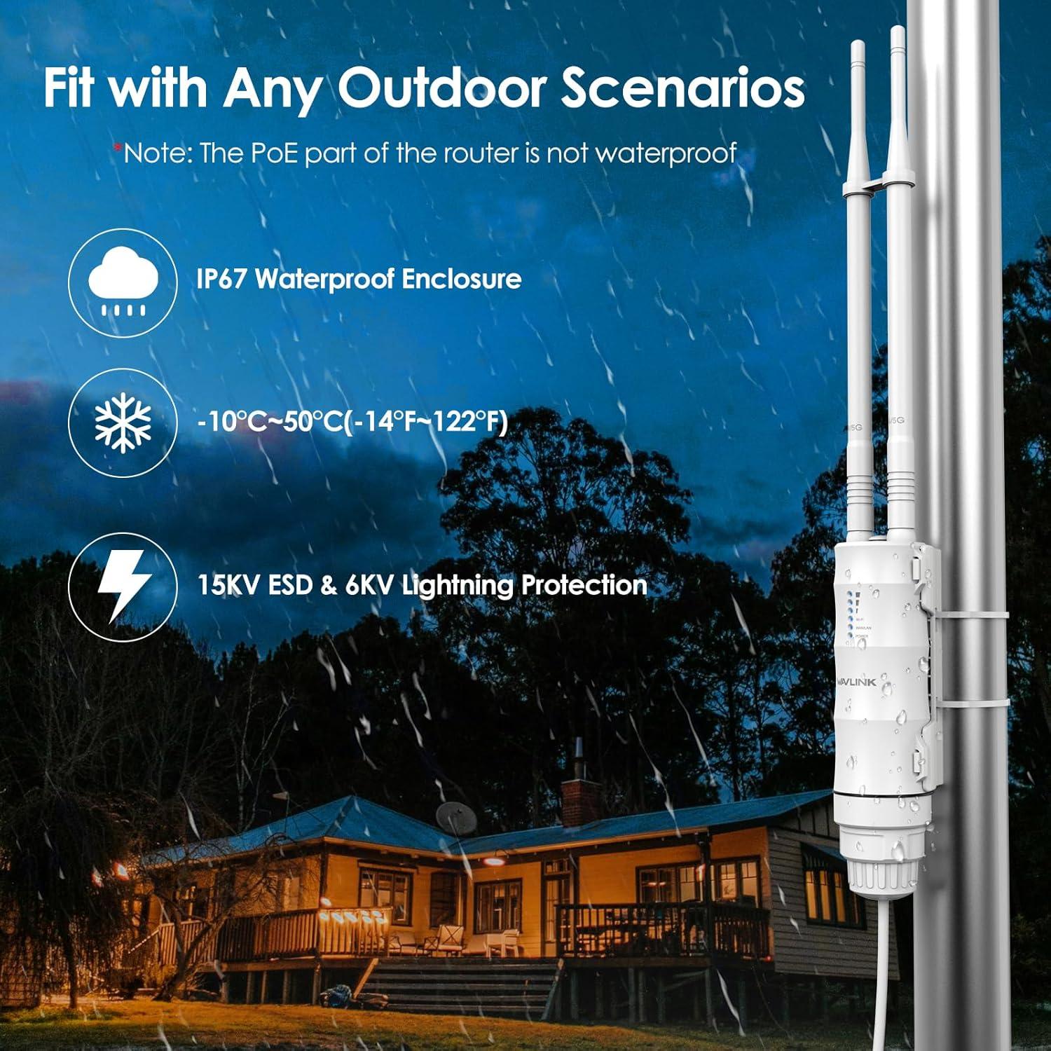 Extensor WiFi Exterior WAVLINK AC1200 Doble Banda IP67