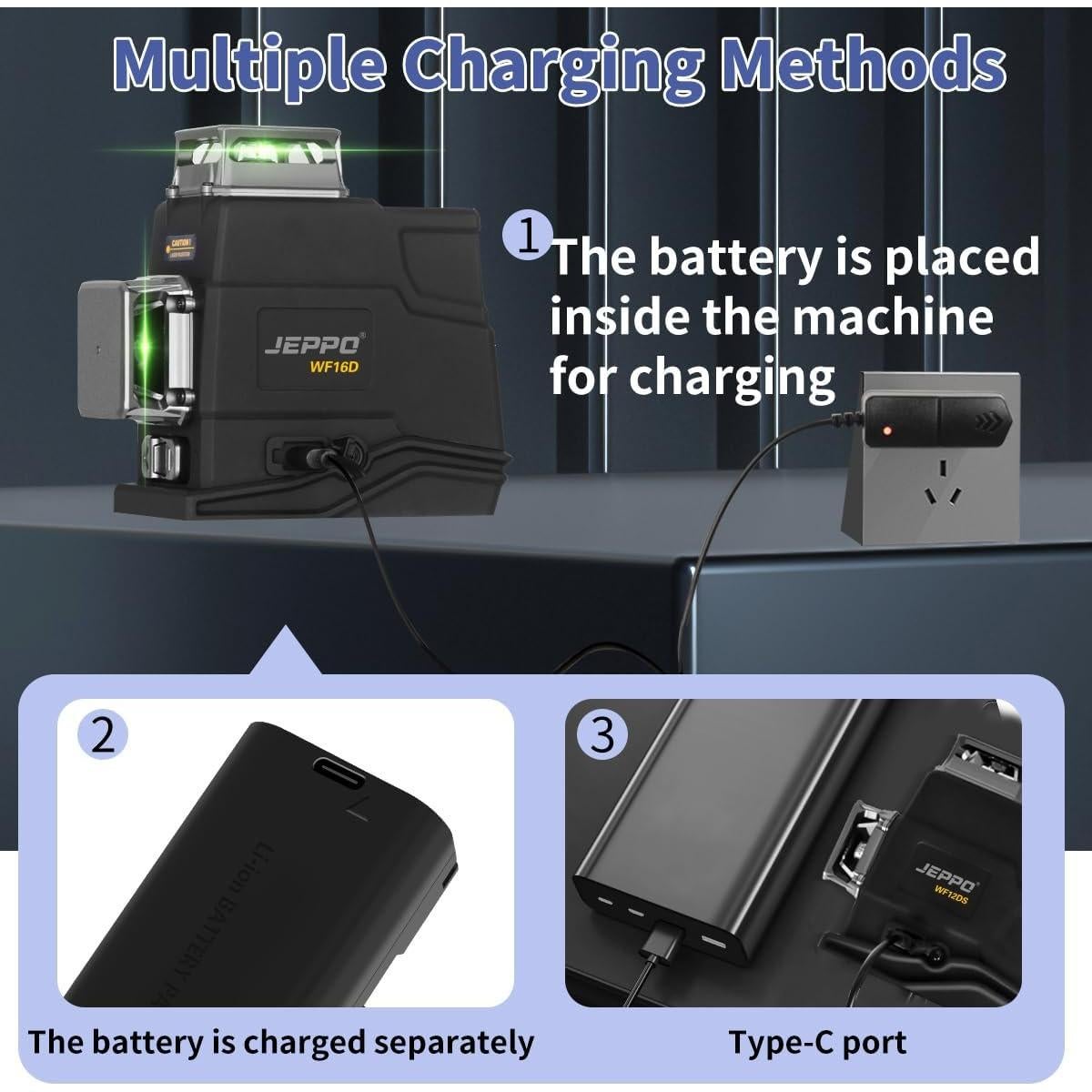 Nivel Láser JEPPO 3D 3x360 Verde Autonivelante con Trípode