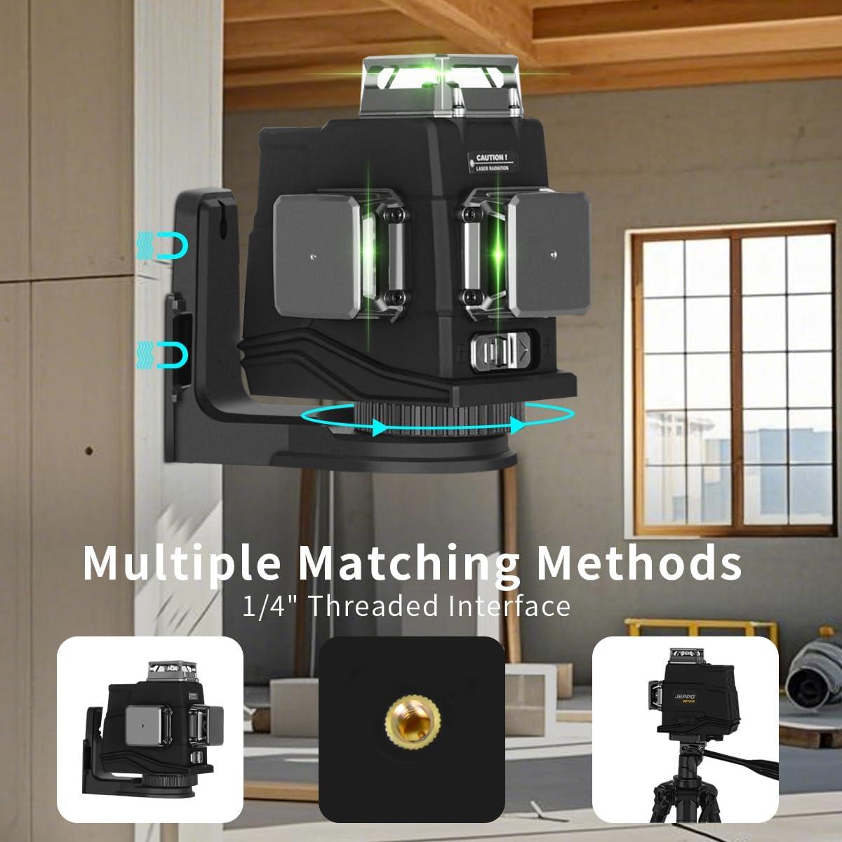 Nivel Láser JEPPO 3D 3x360 Verde Autonivelante con Trípode