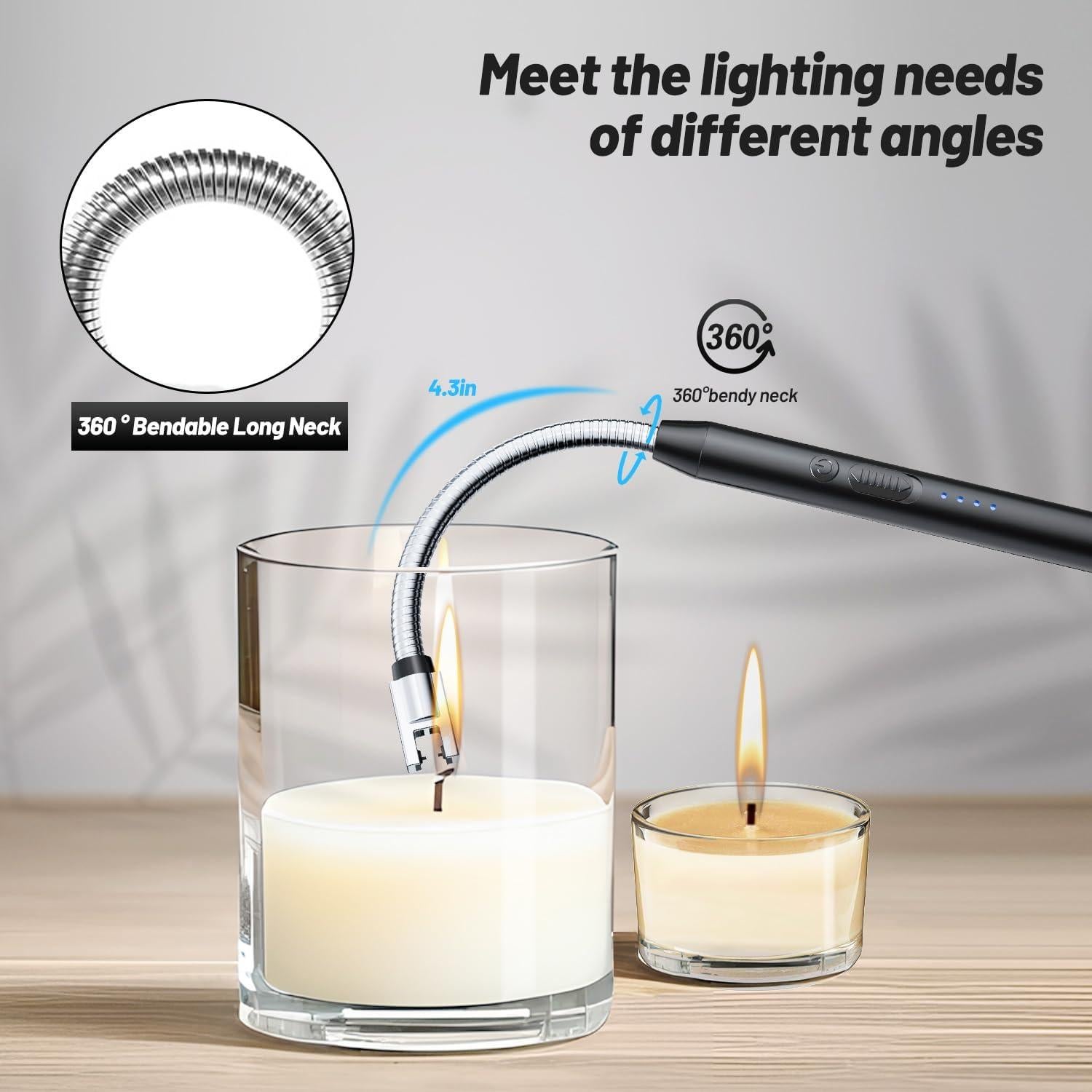 Encendedor Eléctrico VEHHE Flexible 360° Recargable USB Negro