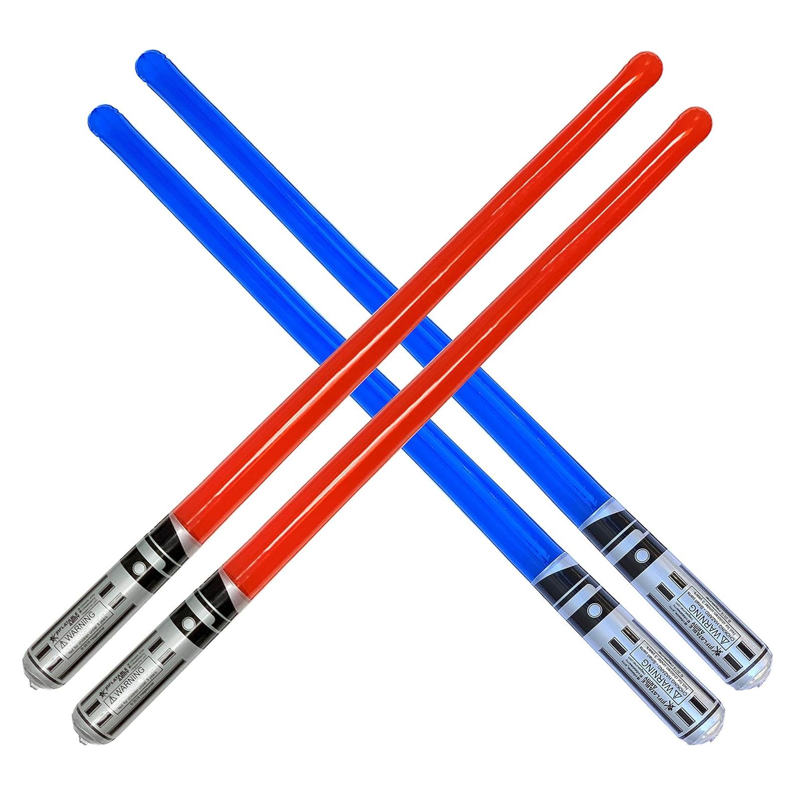 Paquete de 4 Espadas Inflables Rojas y Azules - Juguetes de Luz