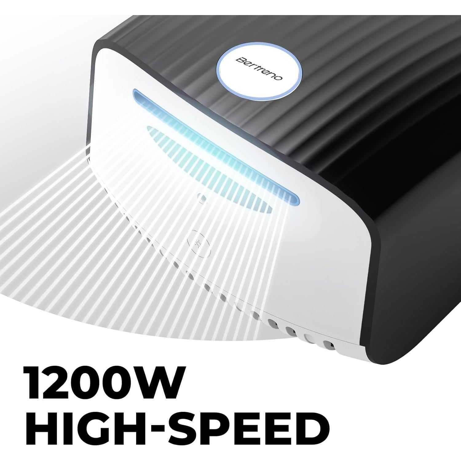 Secador de Manos Eléctrico Bertreno 110V Compacto Negro