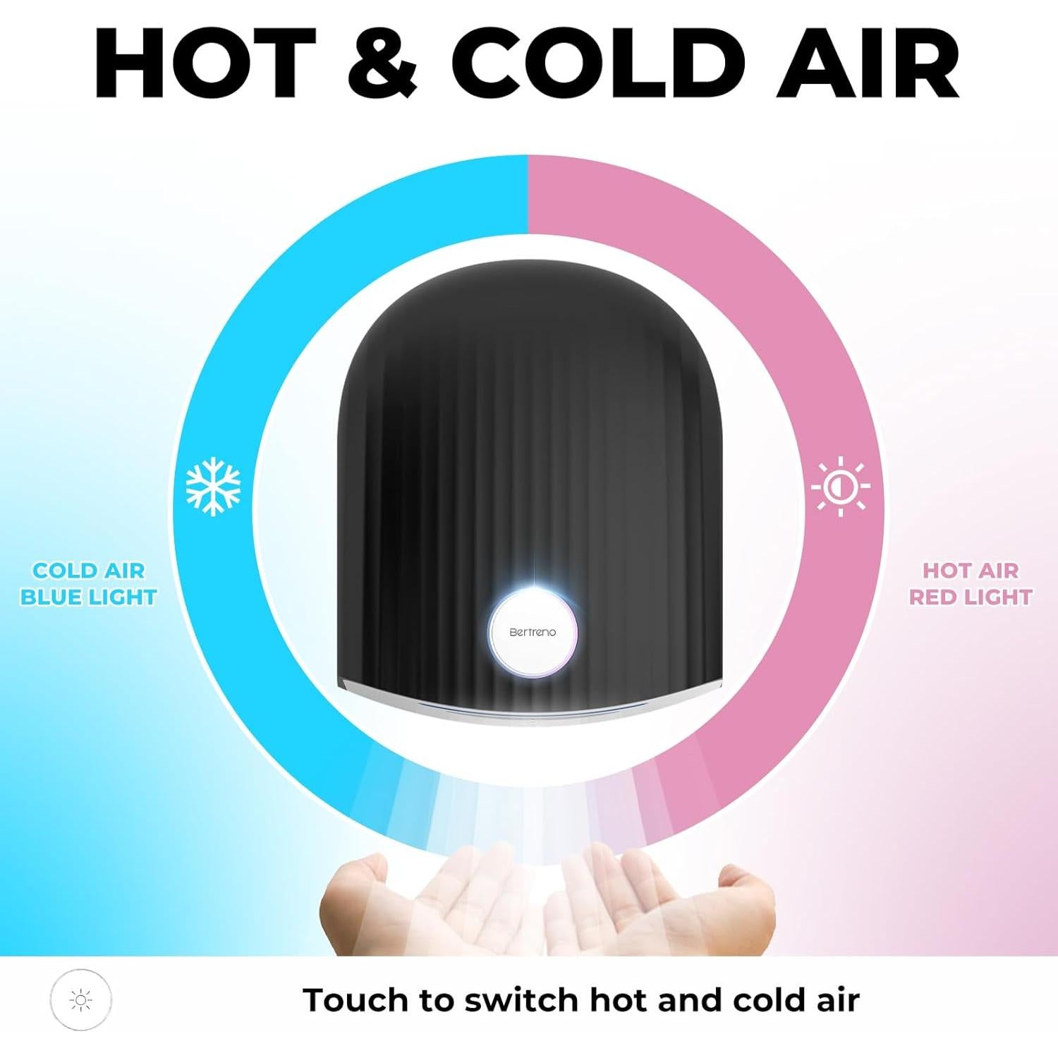 Secador de Manos Eléctrico Bertreno 110V Compacto Negro