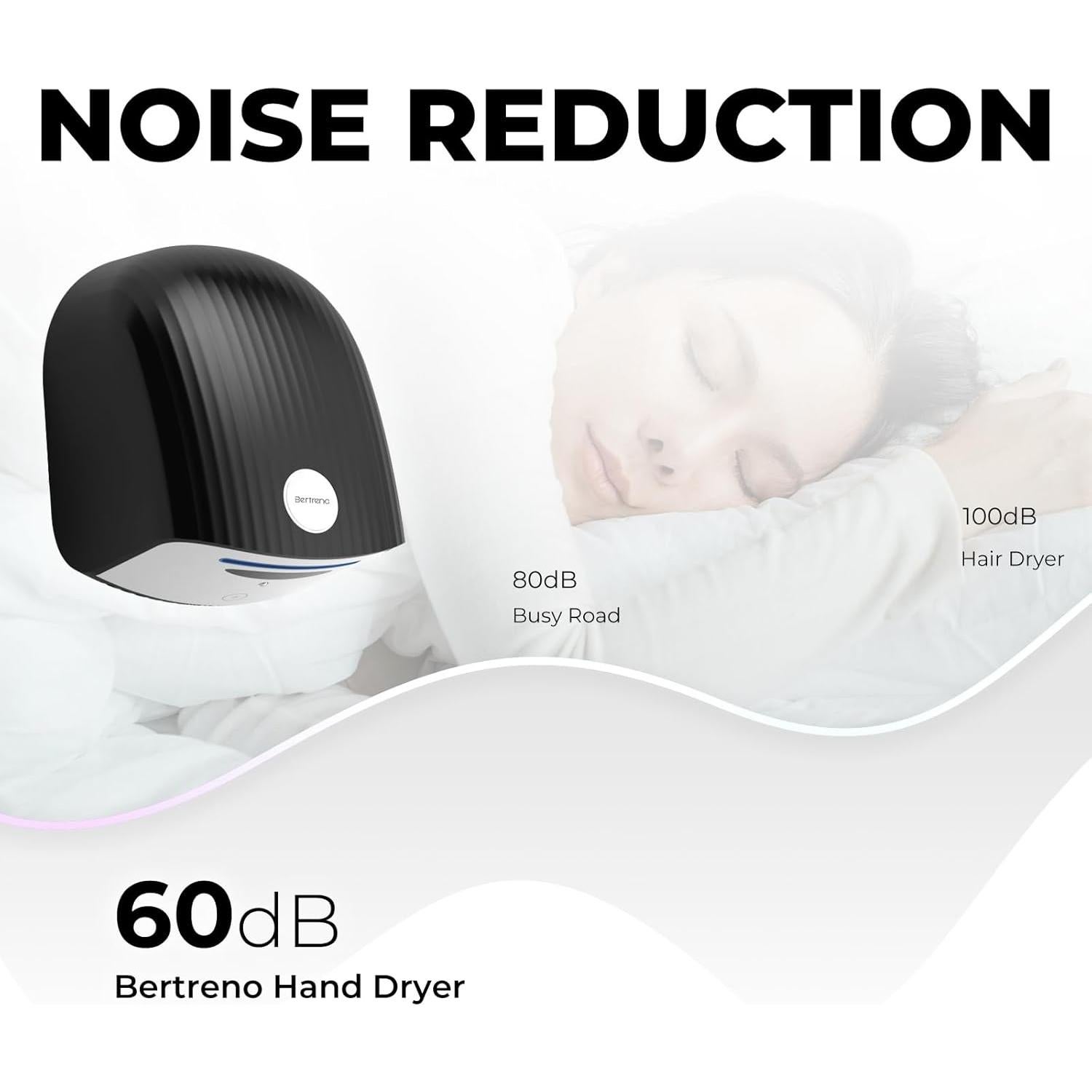 Secador de Manos Eléctrico Bertreno 110V Compacto Negro