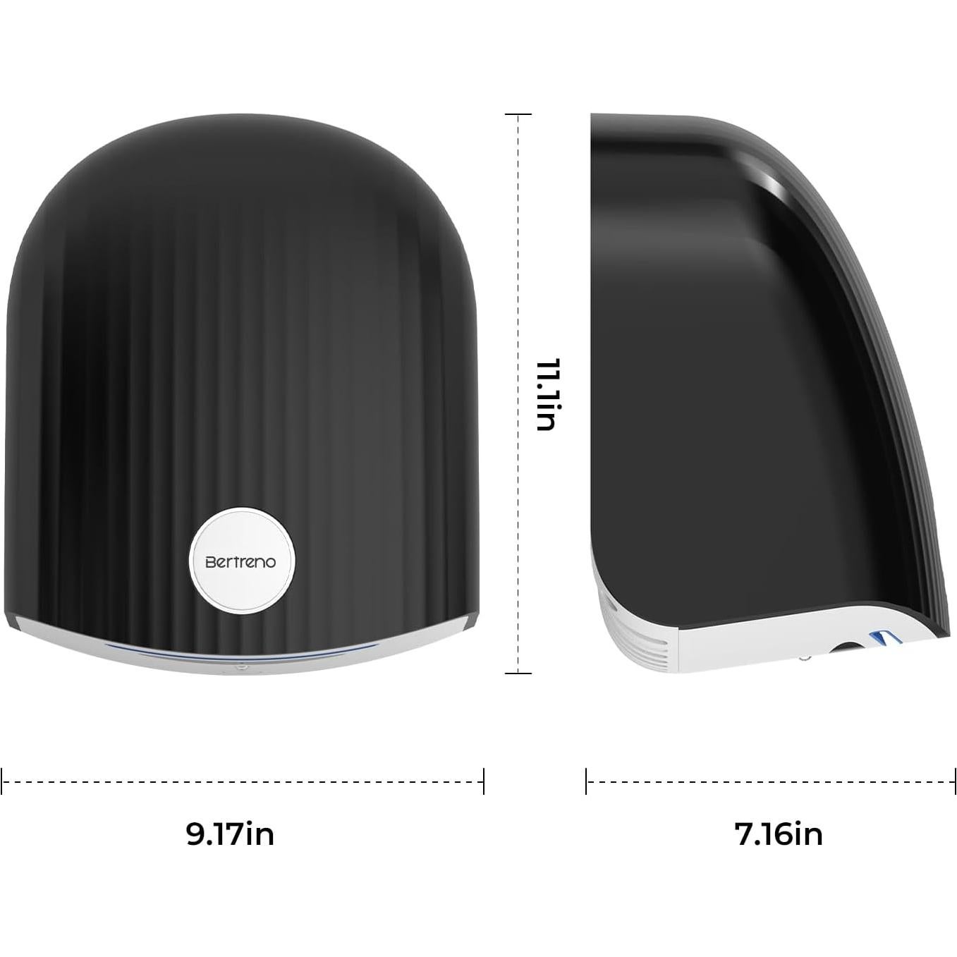 Secador de Manos Eléctrico Bertreno 110V Compacto Negro