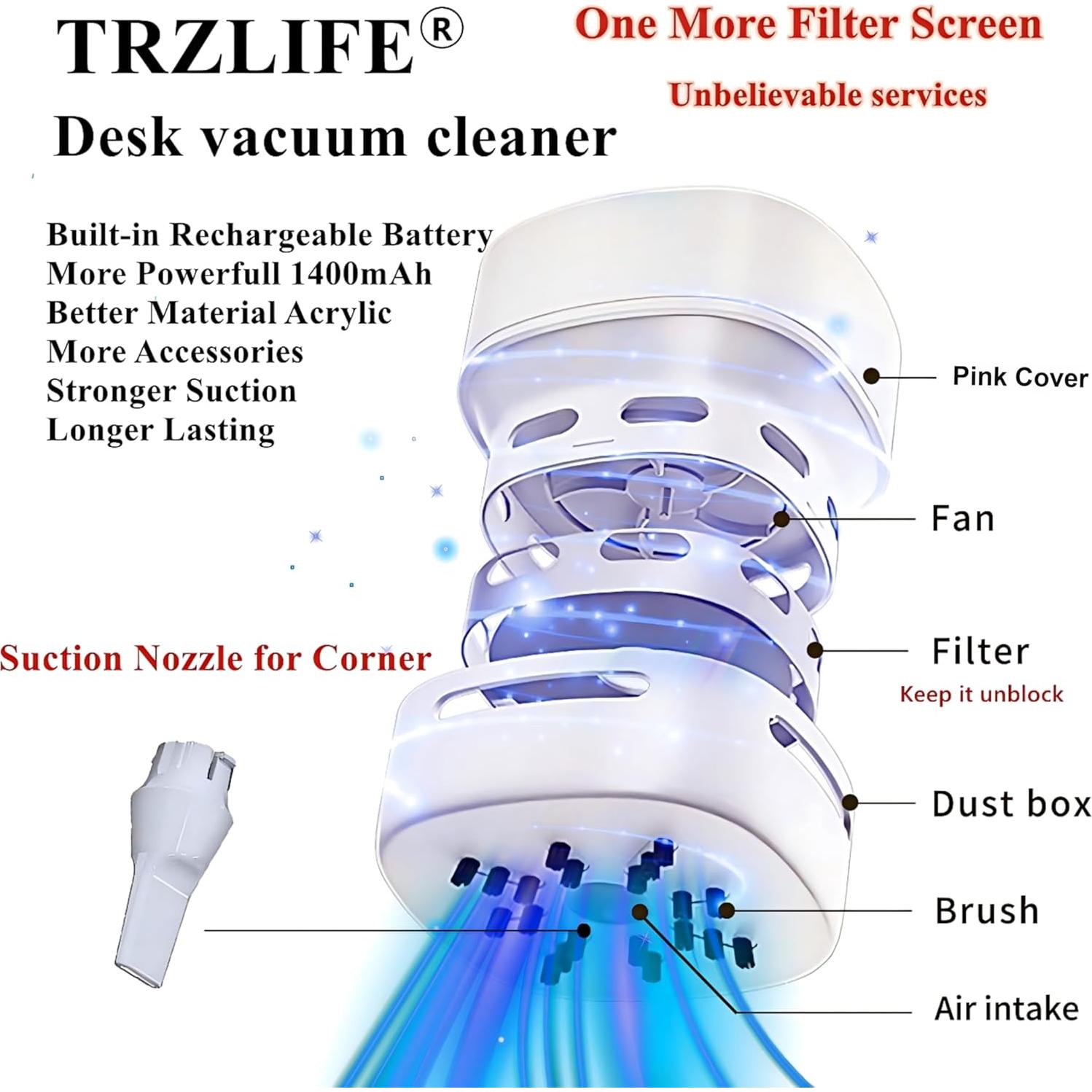 Aspiradora de Escritorio Inalámbrica TRZLIFE VAC 03 Rosa