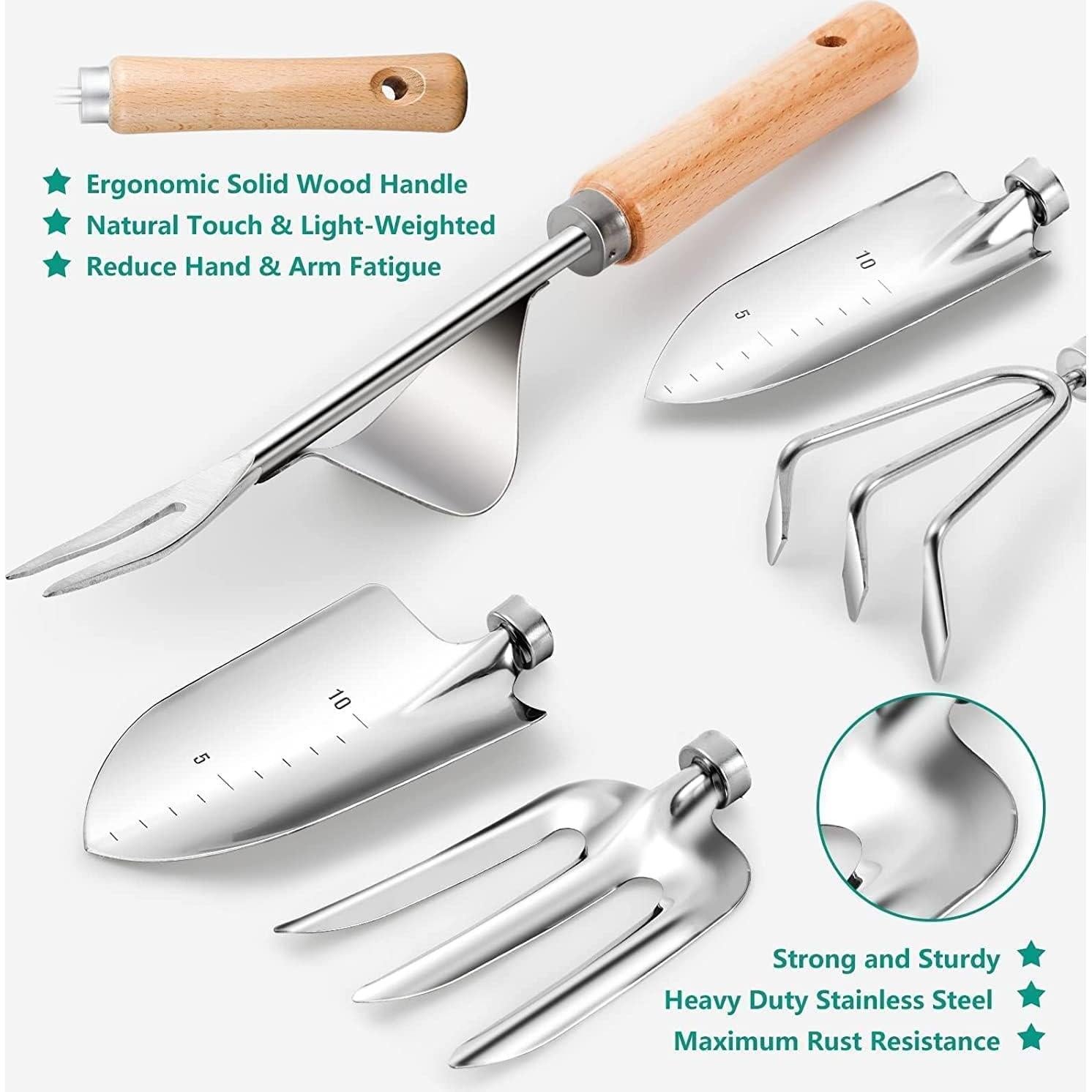 Juego de Herramientas de Jardinería 9 Piezas Grenebo con Bolsa