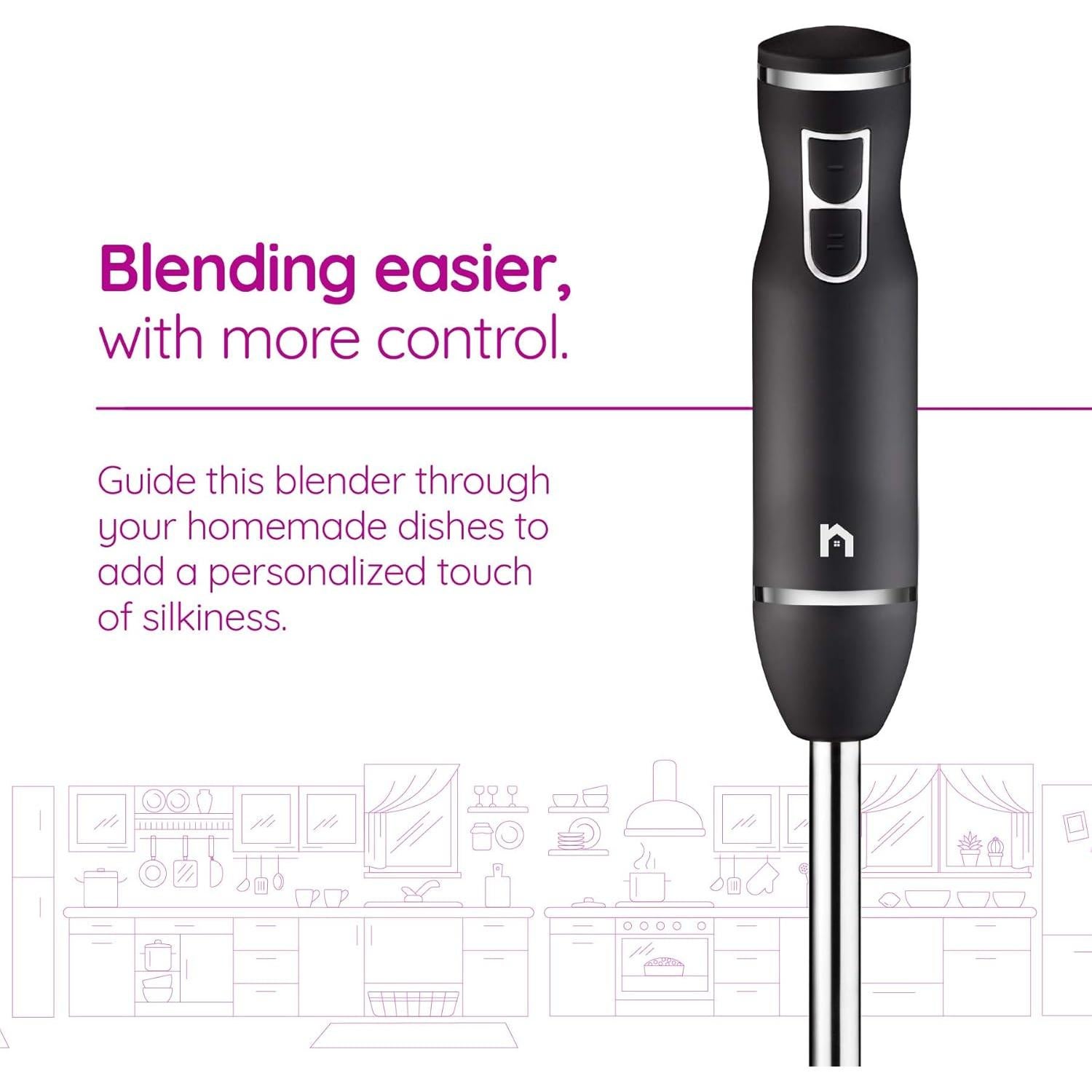 Batidora de Inmersión New House Kitchen 300W 2 Velocidades Negra