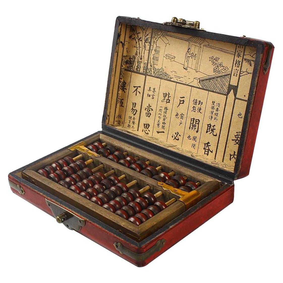 Ábaco Clásico de Madera Larcele SP-01 con Caja de Cuero