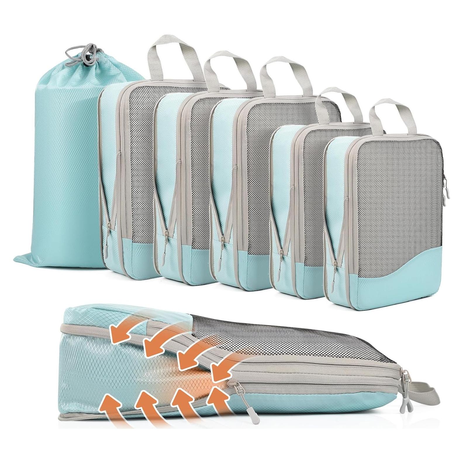 Cubos de Compresión HWAEYEM 6 Set Doble Cierre para Viajar