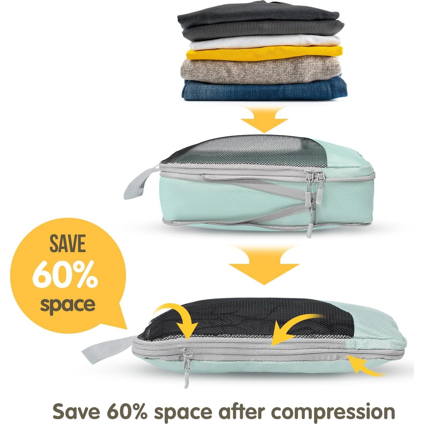 Cubos de Compresión HWAEYEM 6 Set Doble Cierre para Viajar