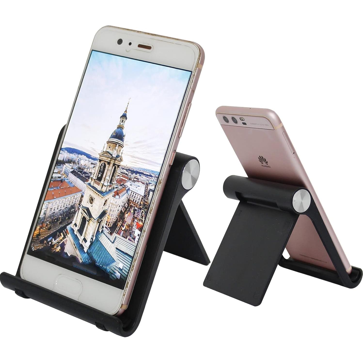 Mayten Foldable Cell Phone Stand for iPhone- Adjustable Phone Holder with Wide Compatibility, Portable Desktop Dock for iPhone 15/14/13/12/11/Pro/Max/SE, Galaxy, Pixel, Anti-Slip Design (Black)