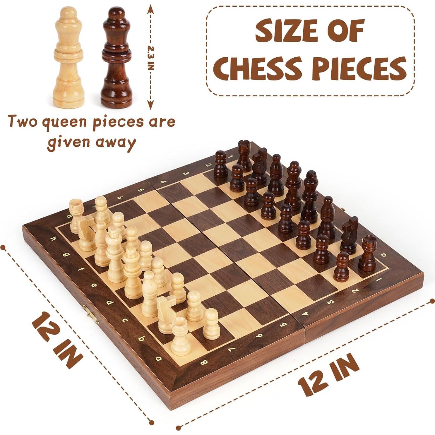 Juego de Ajedrez Magnético Kvintes 30 cm Plegable con 2 Reinas