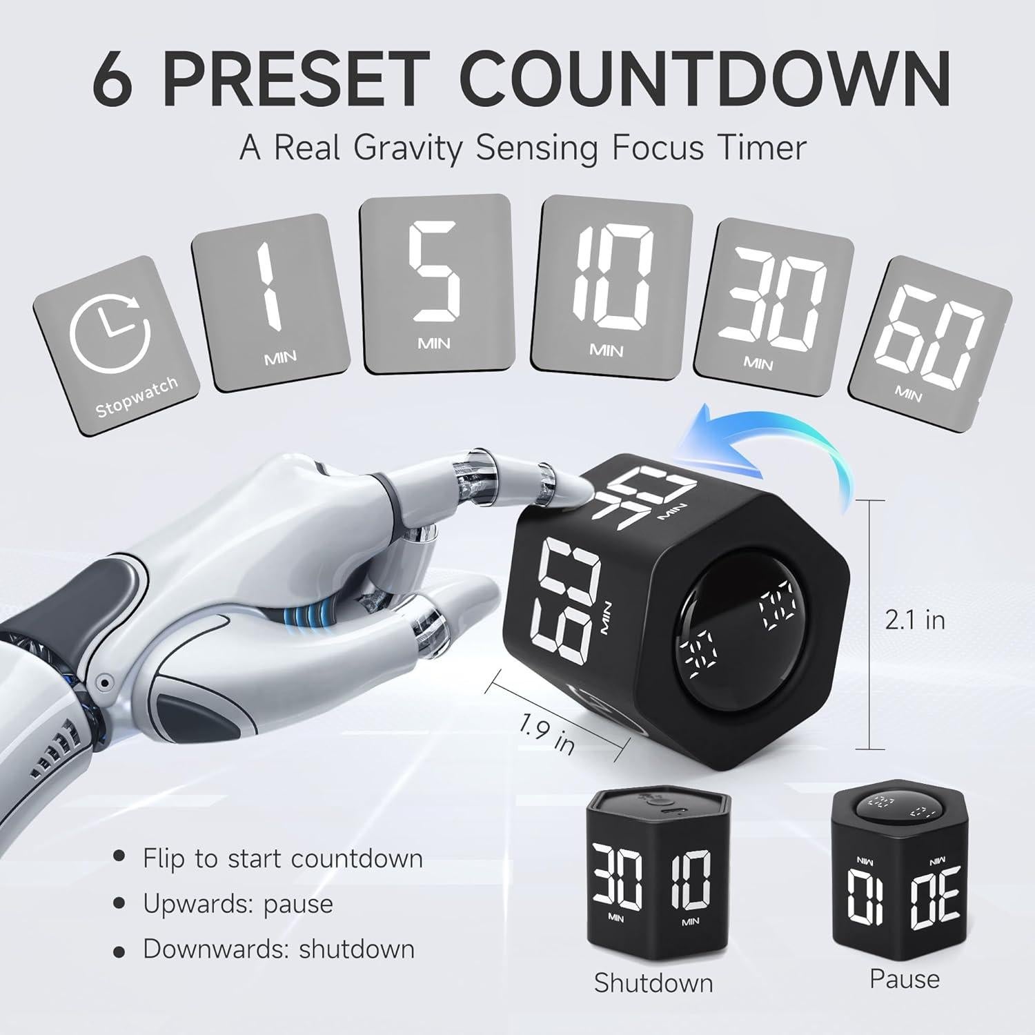 Temporizador de Productividad Exlliy Negro con 5 Modos