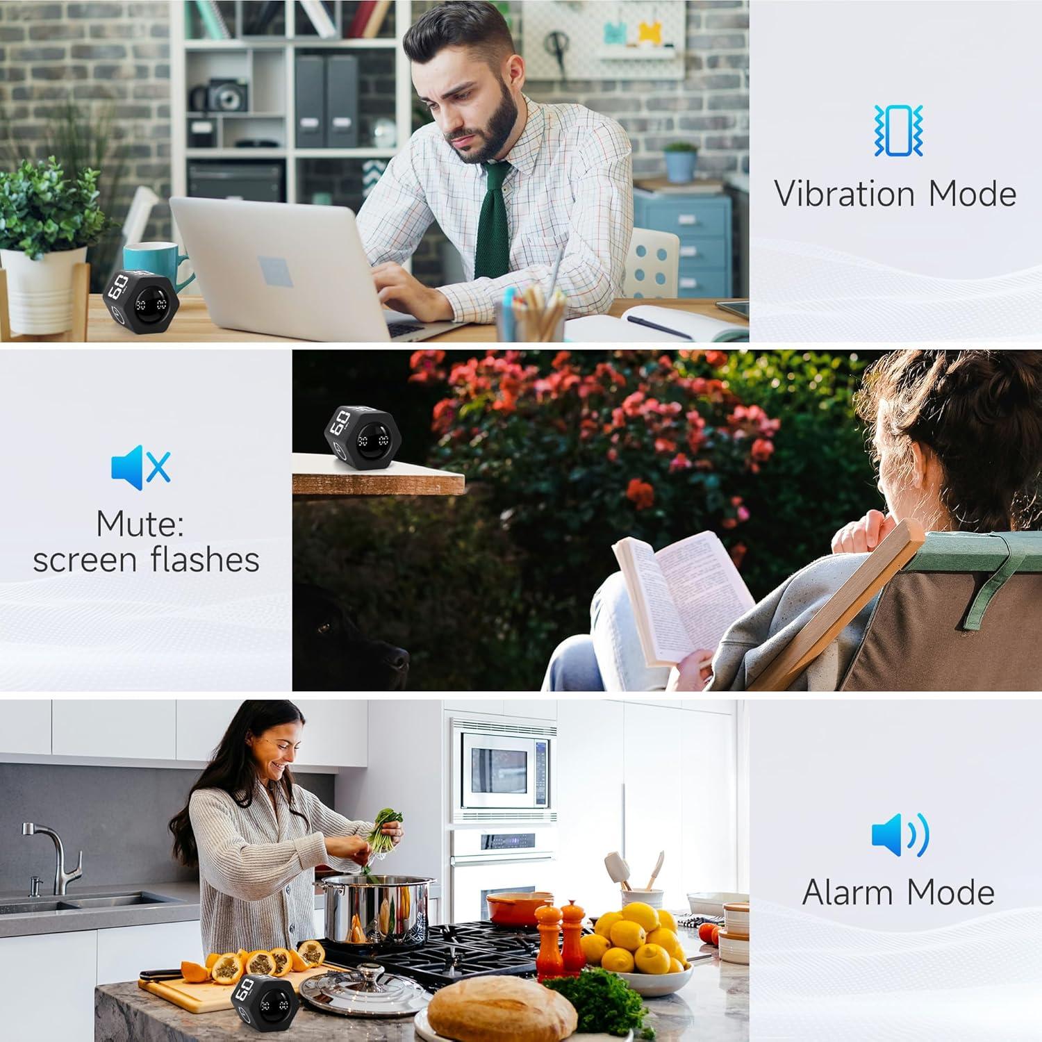 Temporizador de Productividad Exlliy Negro con 5 Modos