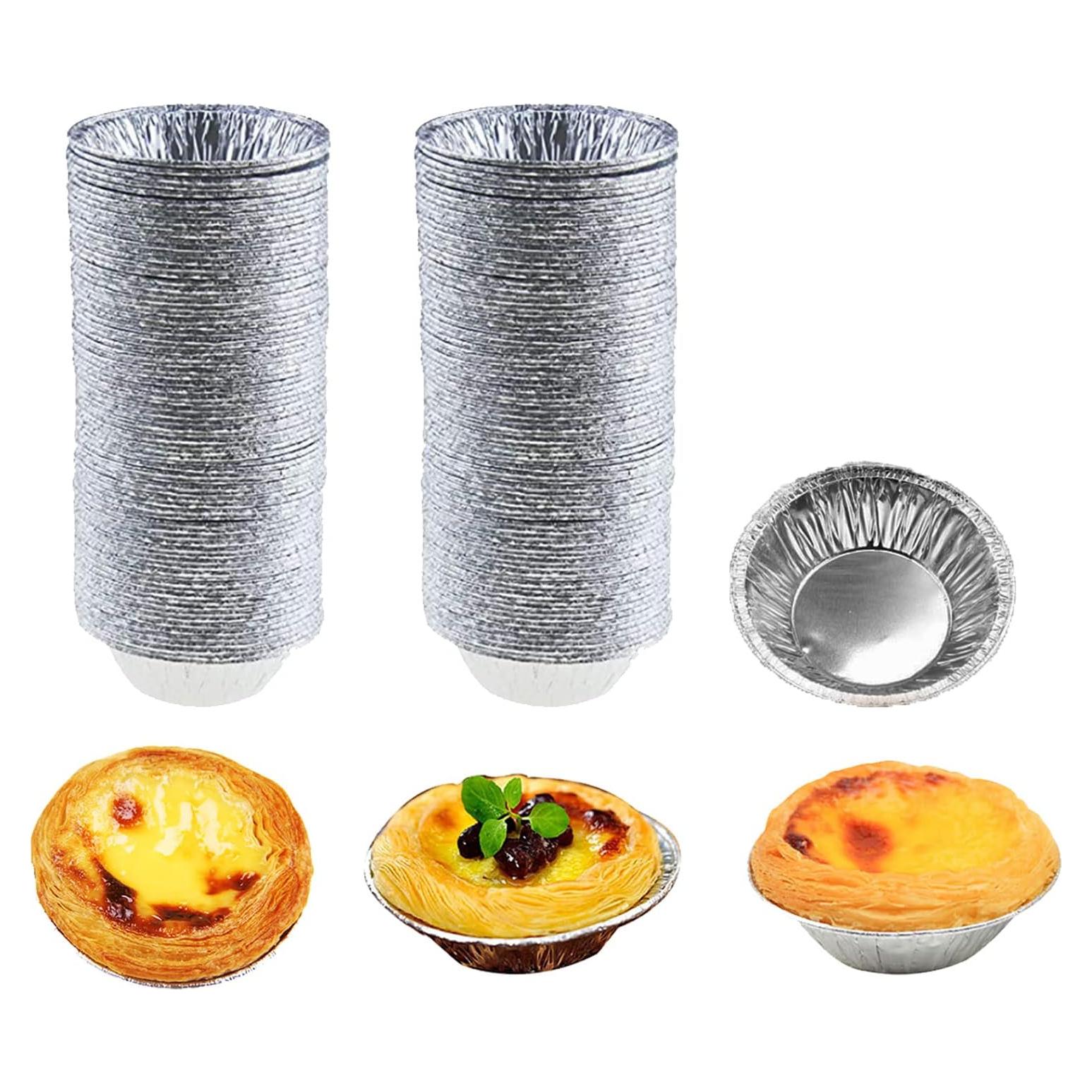 100 Bandejas Mini de Aluminio HLCM para Tartas y Quiches