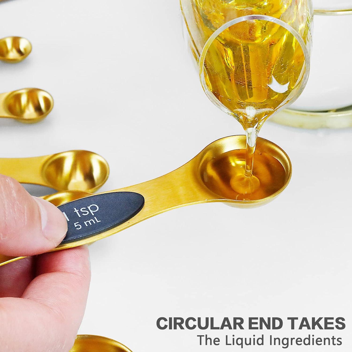 Juego de cucharas medidoras magnéticas doradas RMERVE 8 piezas