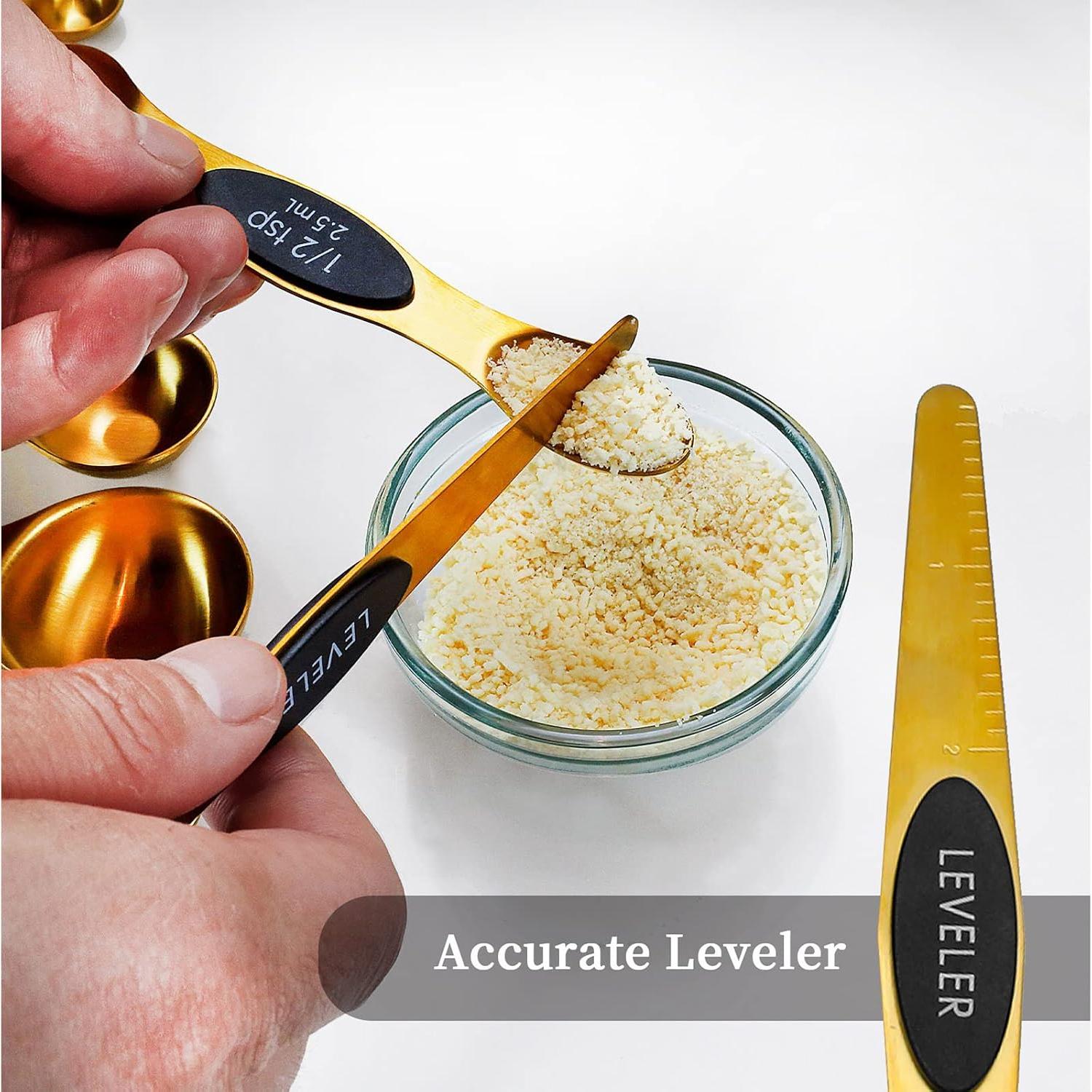 Juego de cucharas medidoras magnéticas doradas RMERVE 8 piezas