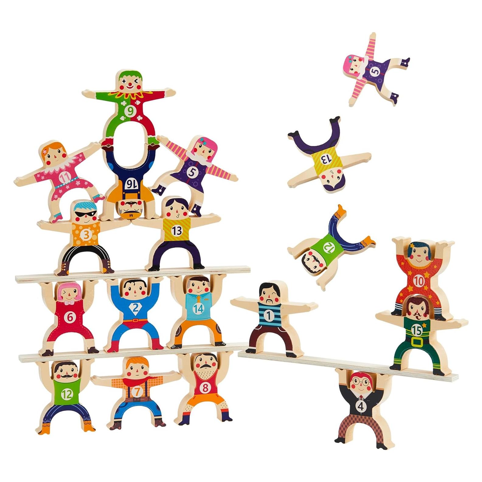 Juguete de Apilamiento de Madera HELLO PAPAYA 16 Piezas