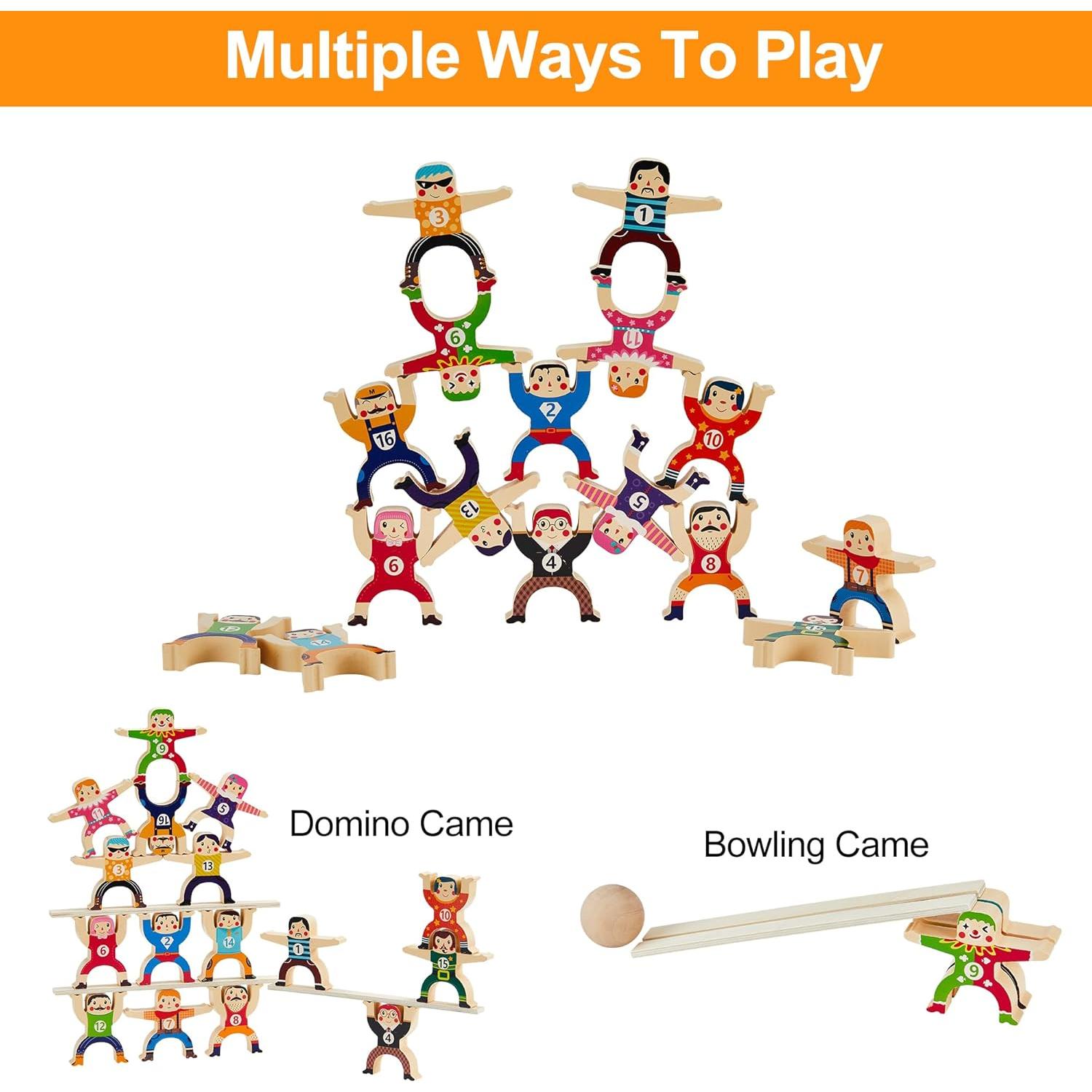 Juguete de Apilamiento de Madera HELLO PAPAYA 16 Piezas