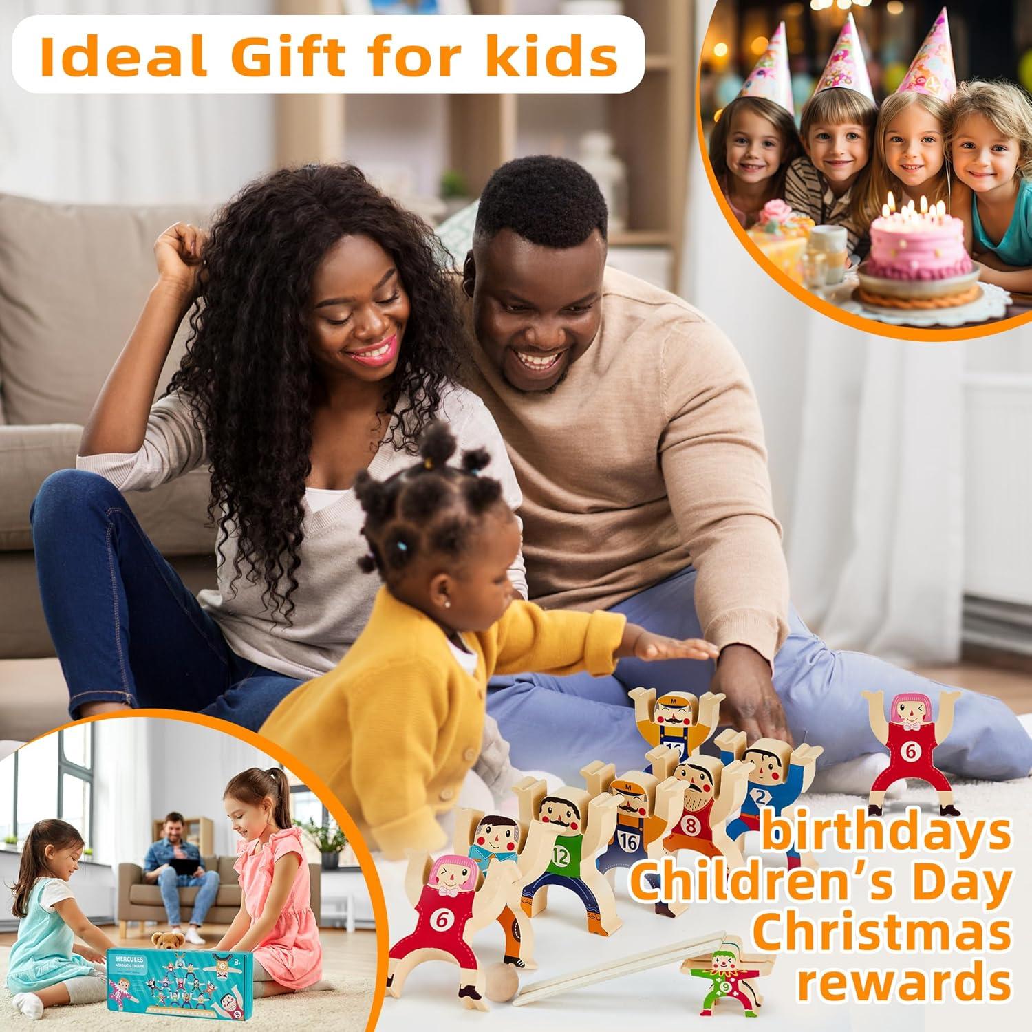 Juguete de Apilamiento de Madera HELLO PAPAYA 16 Piezas