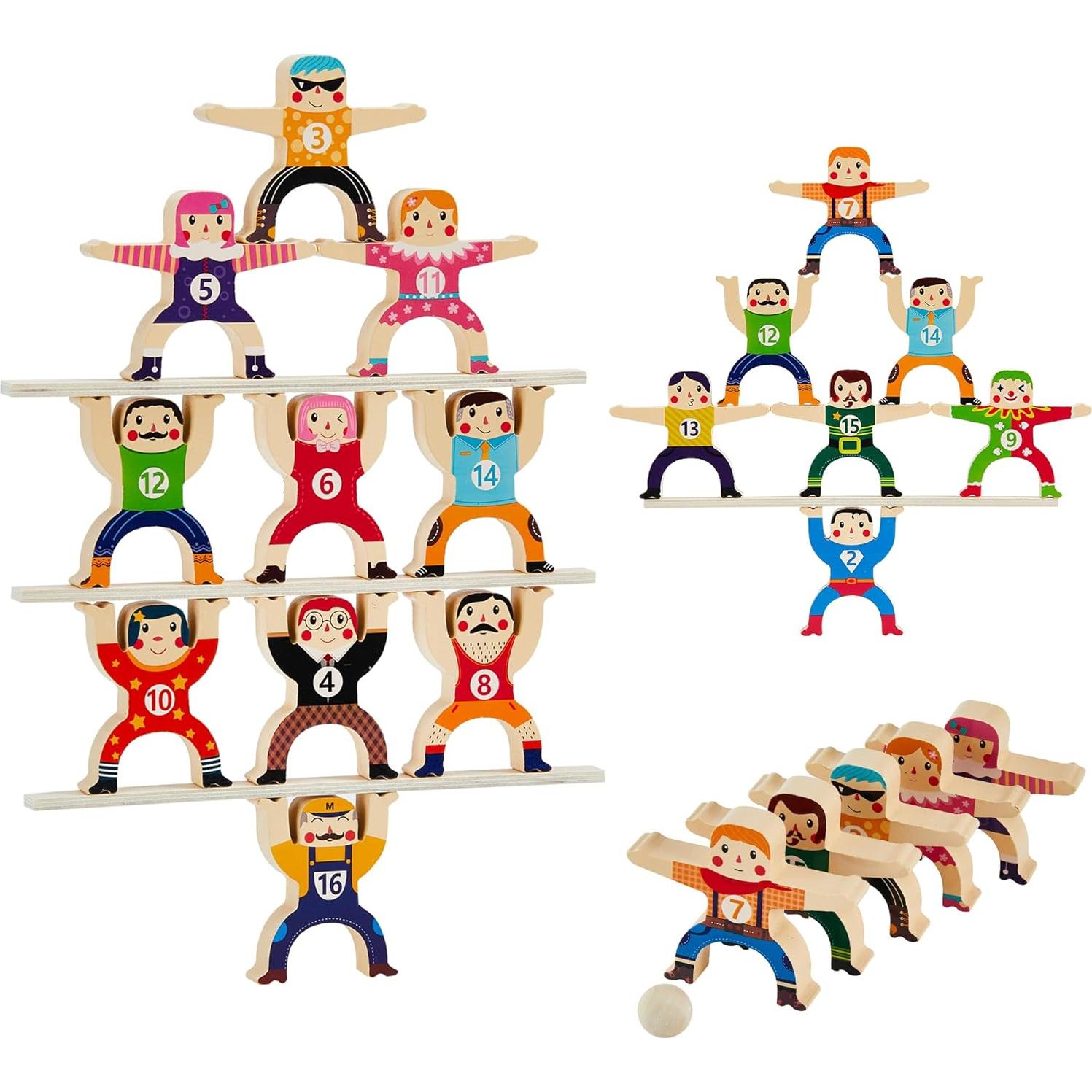 Juguete de Apilamiento de Madera HELLO PAPAYA 16 Piezas