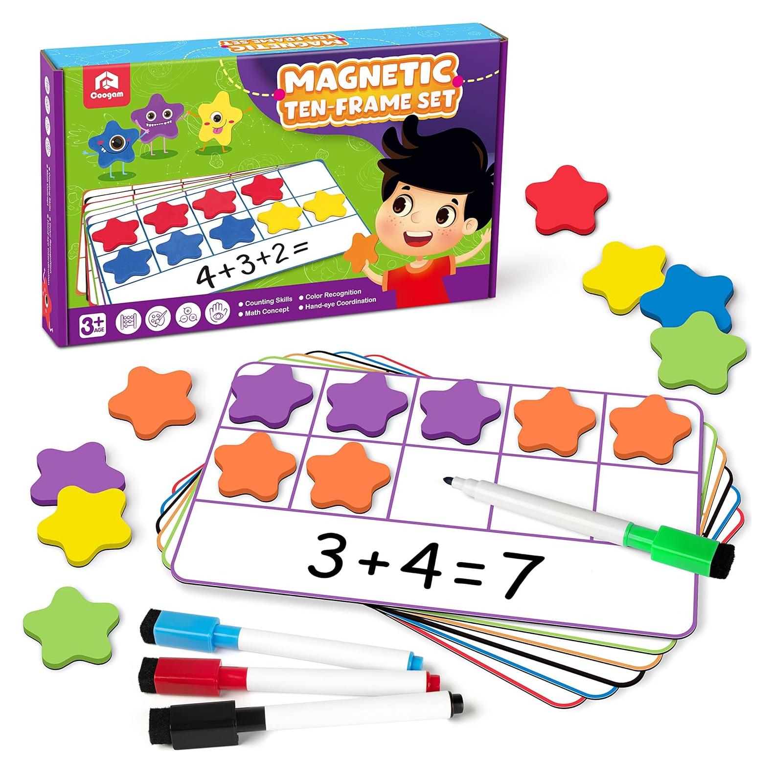 Juego de Diez Cuadrados Magnéticos Coogam - Matemáticas 3-5 Años