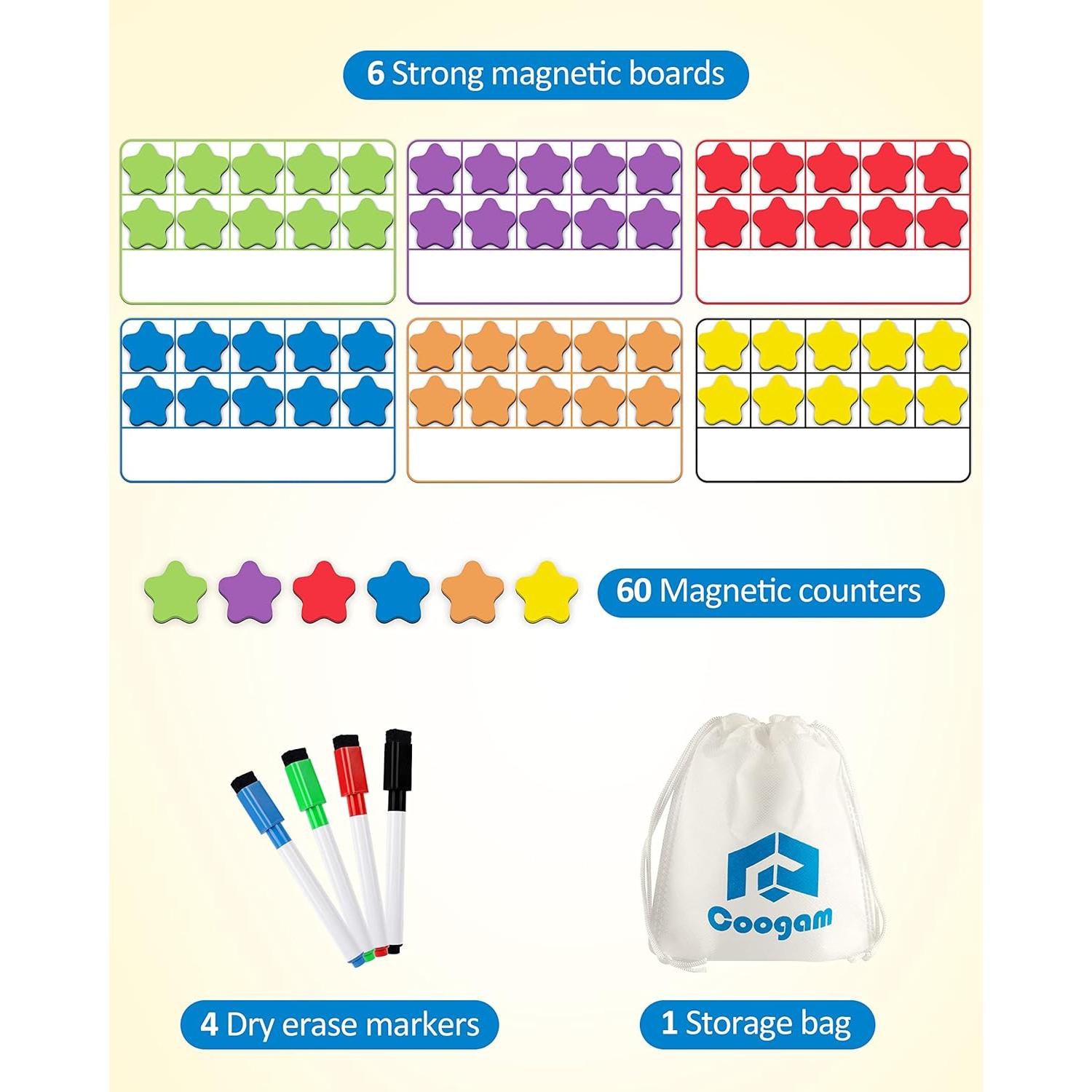 Juego de Diez Cuadrados Magnéticos Coogam - Matemáticas 3-5 Años