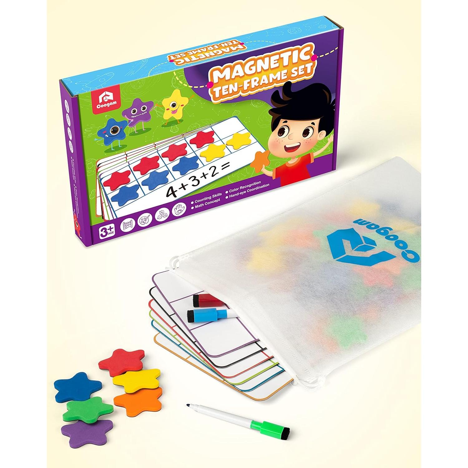 Juego de Diez Cuadrados Magnéticos Coogam - Matemáticas 3-5 Años