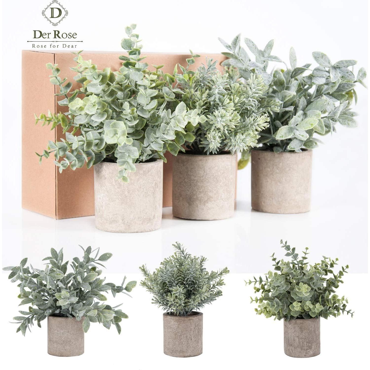 Plantas Artificiales Eucalipto Der Rose 3 Paquetes Decoración