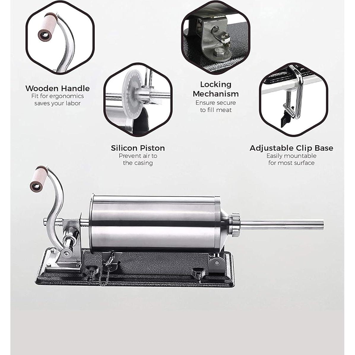 Rellenador de Salchichas Manual MZTOGR de Acero Inoxidable 1.13 kg