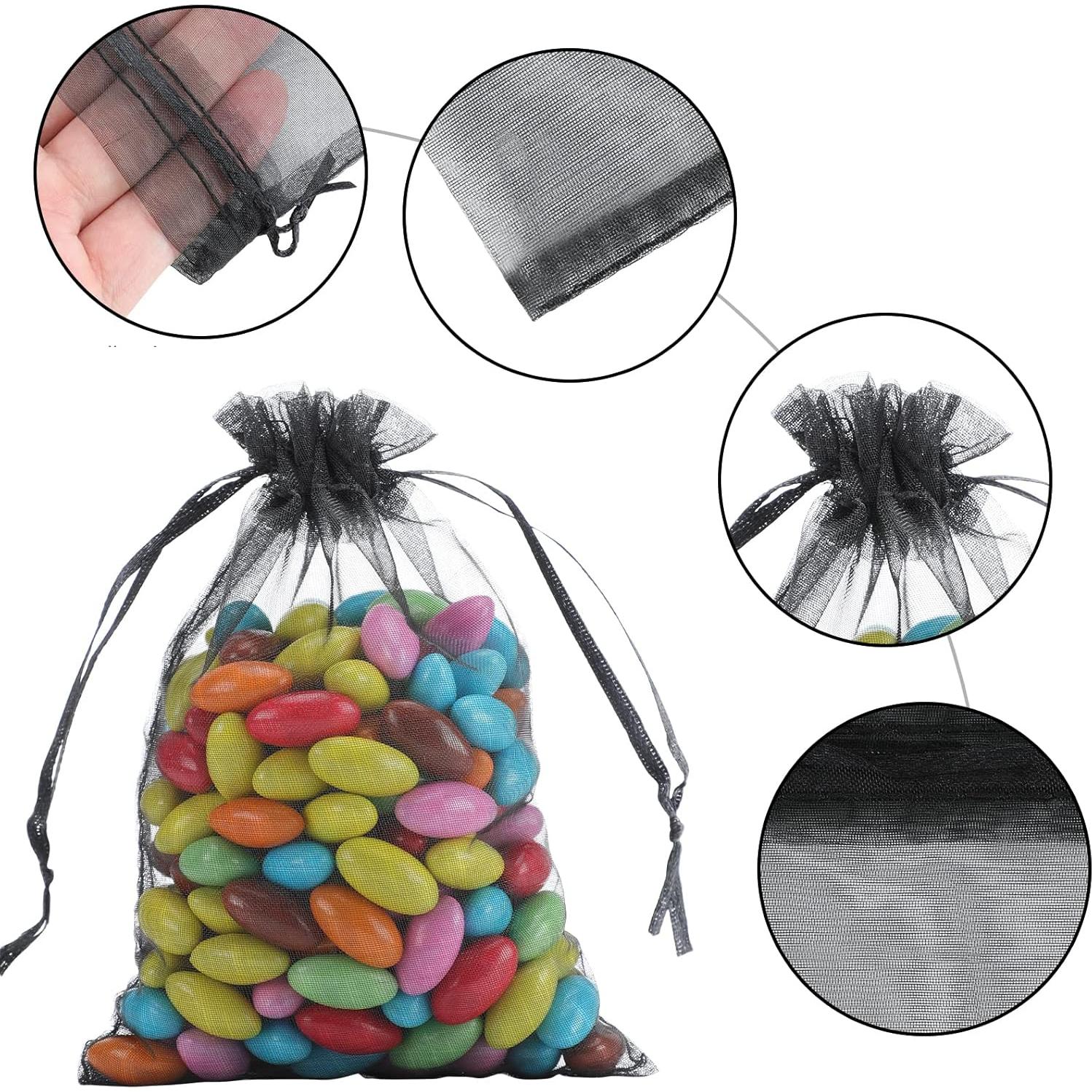 Bolsas de Organza Kslong 100Pcs 7.5x10cm Negras para Joyería