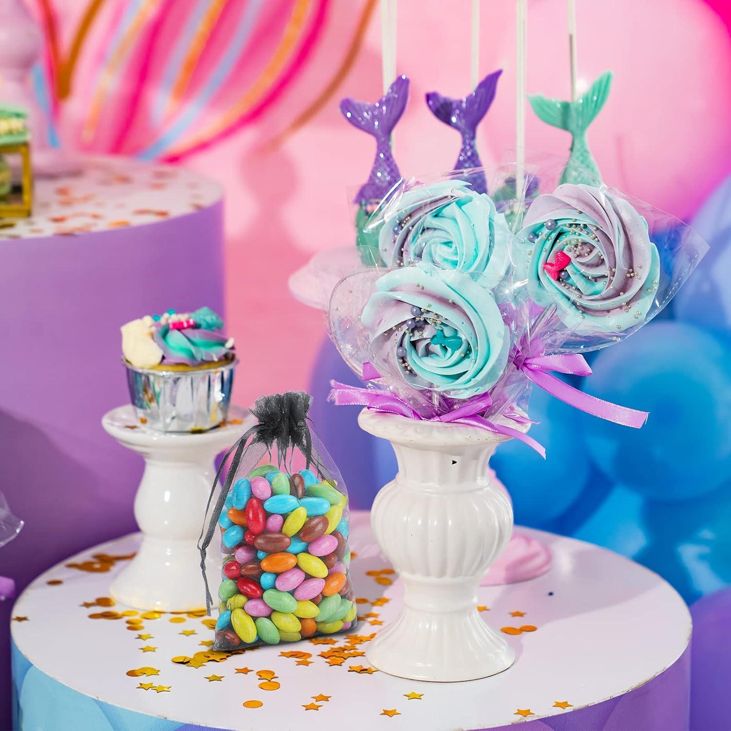 Bolsas de Organza Kslong 100Pcs 7.5x10cm Negras para Joyería