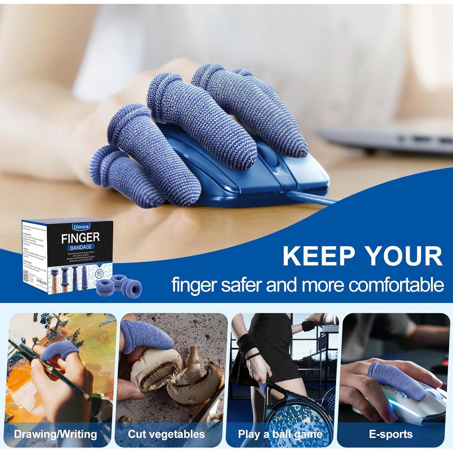 Protectores de Dedos Dimora - Paquete de 60 Unidades Mediano Azul