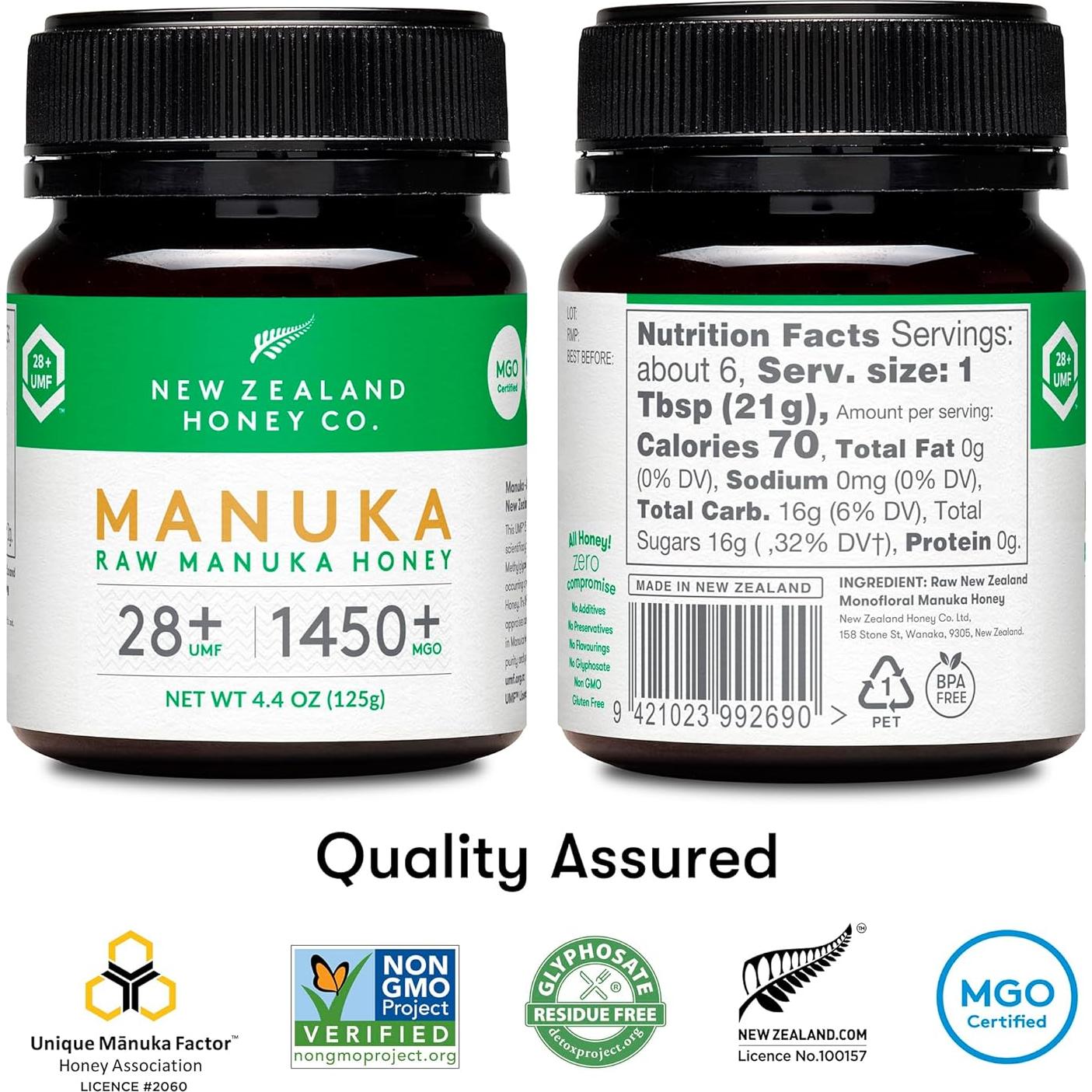 Miel Cruda de Manuka UMF 28+ New Zealand Honey Co. 125g
